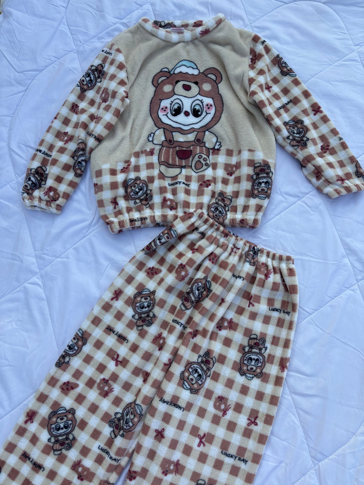 Cute Gingham Fuzzy Winter Sets (S-XL)