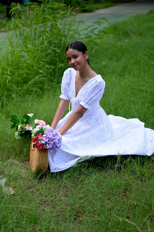 MIA Dress in White Eyelet