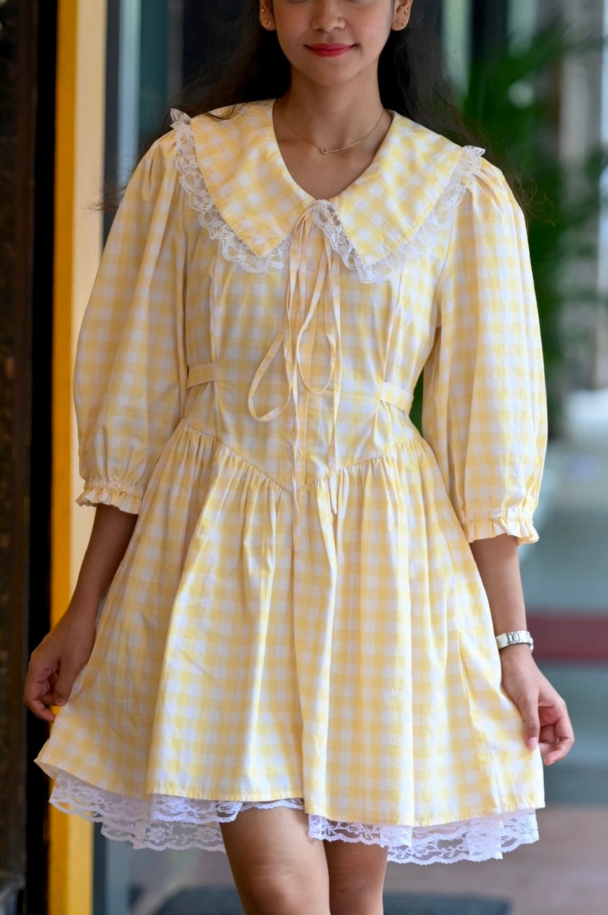ALICE Dress in Butter yellow gingham