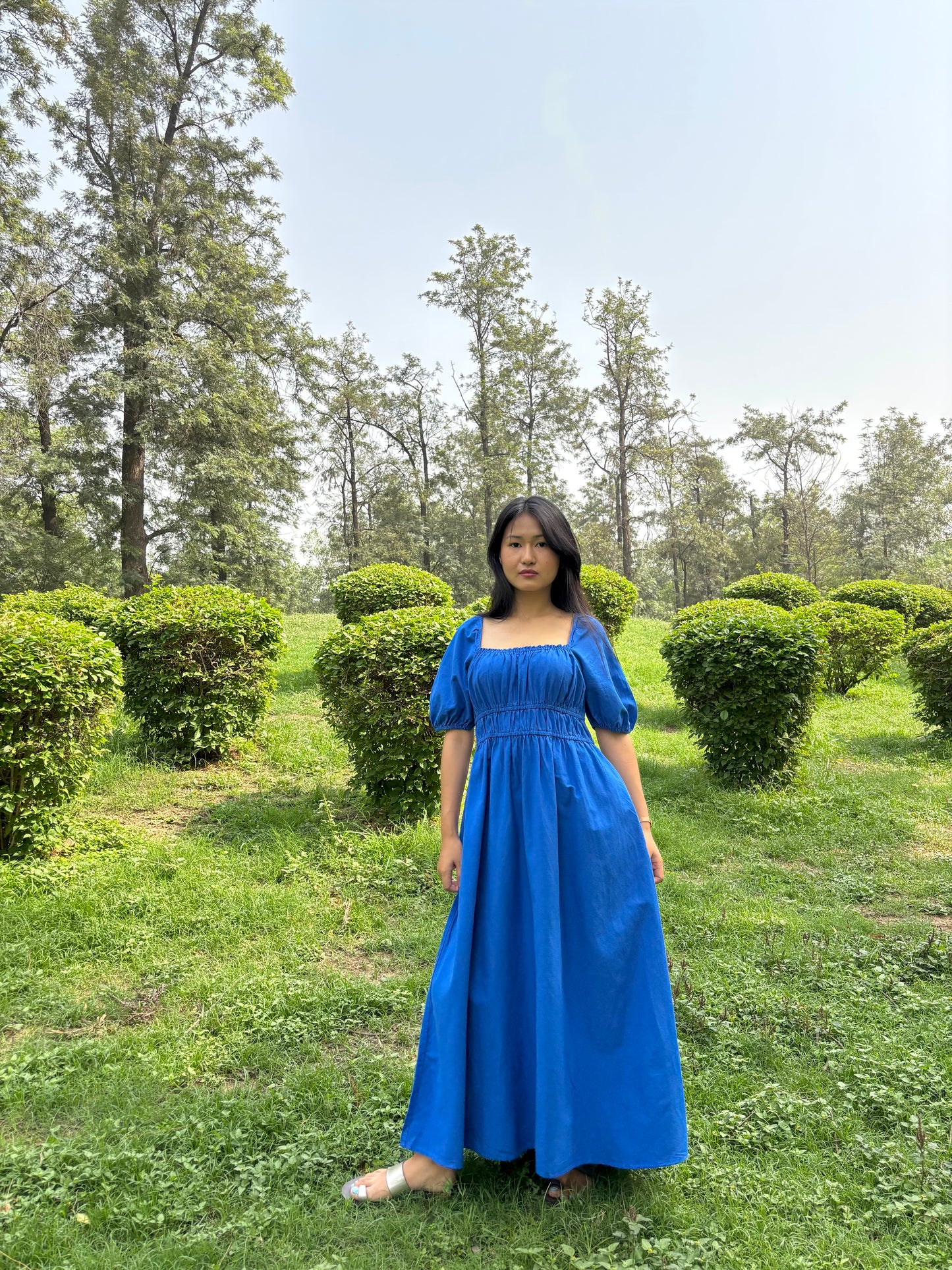Blue linen dress