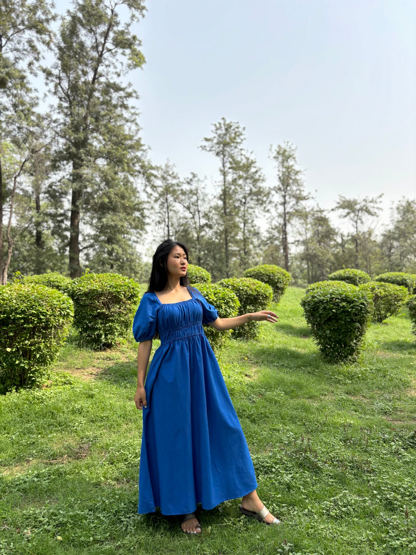 Blue linen dress