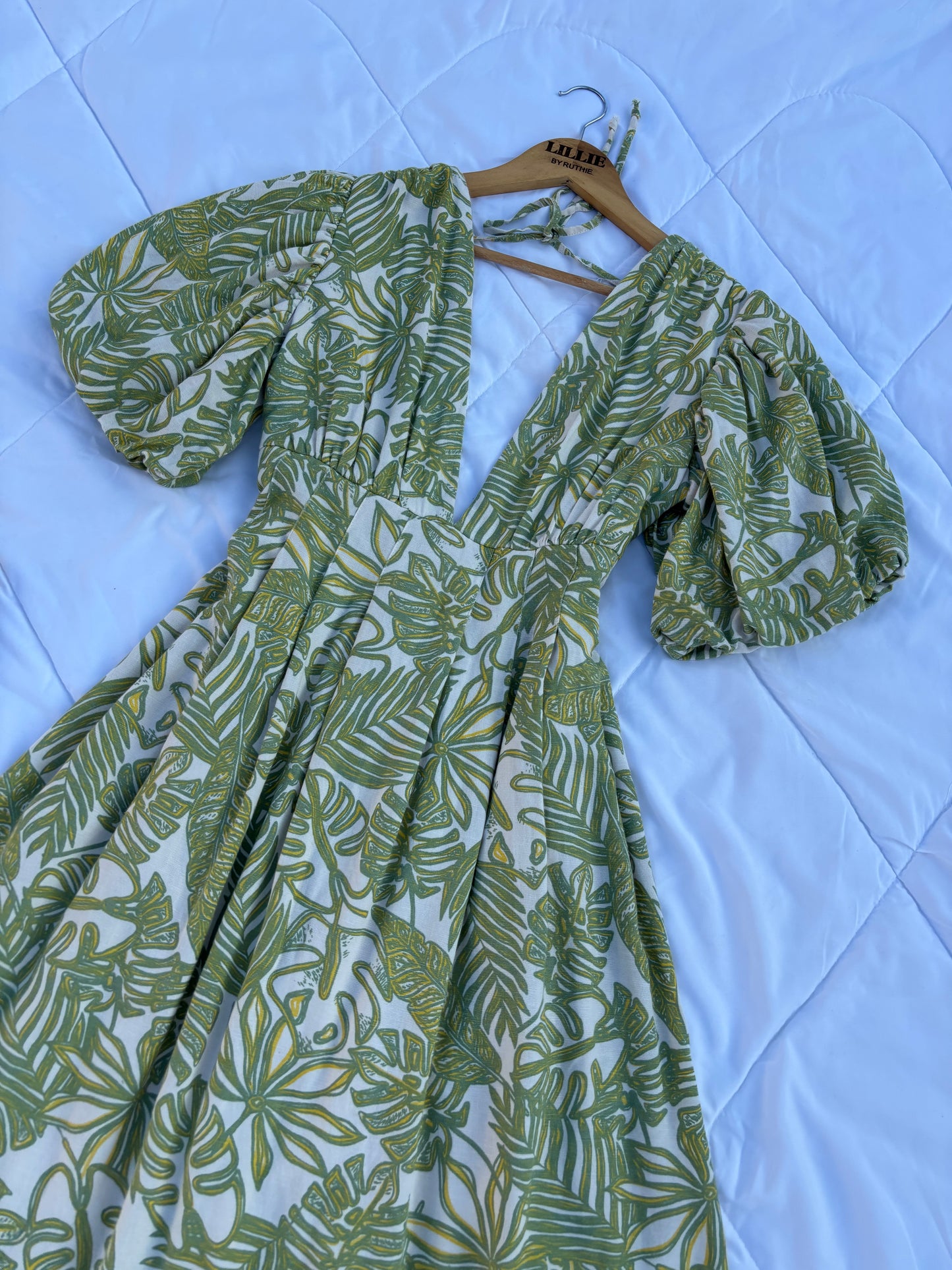 Green floral midi dress