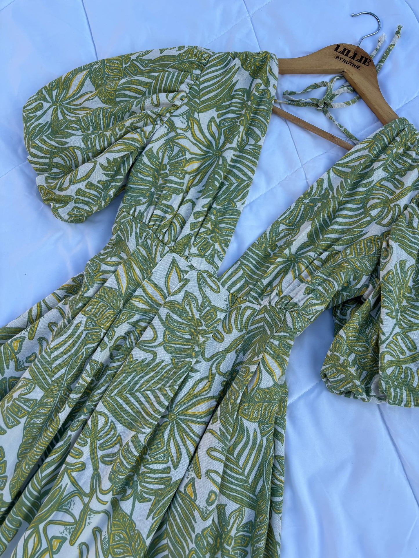 Green floral midi dress