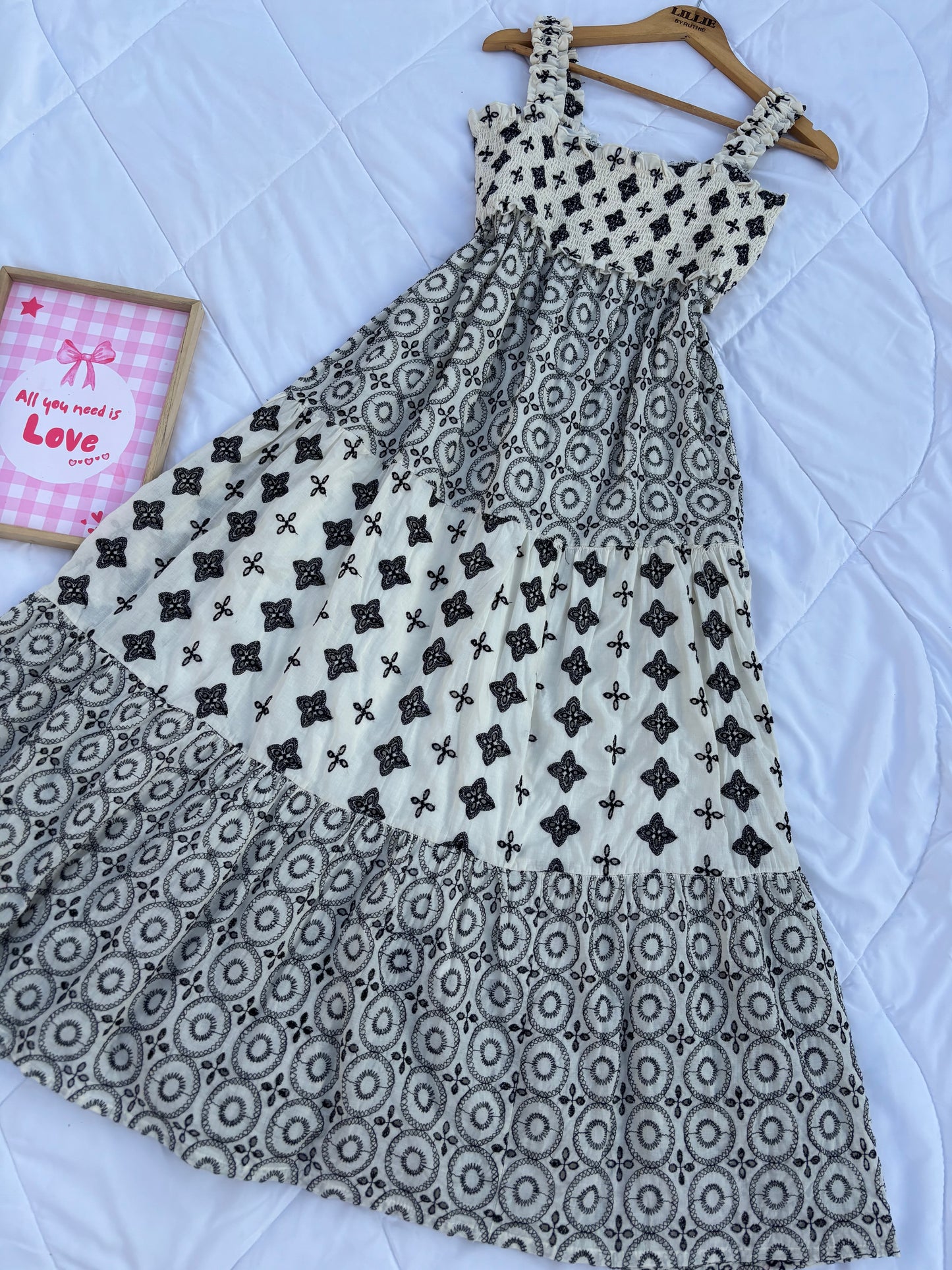 Embroidered smock dress