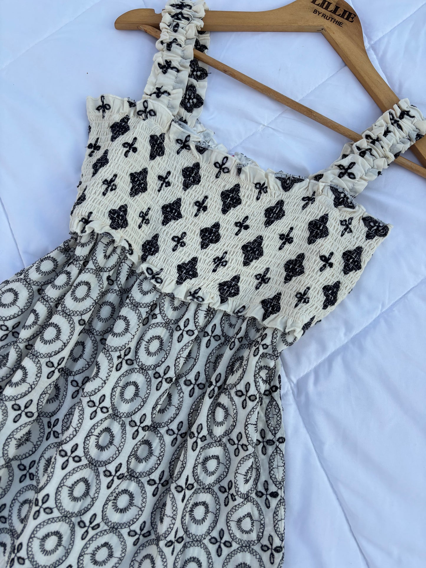 Embroidered smock dress
