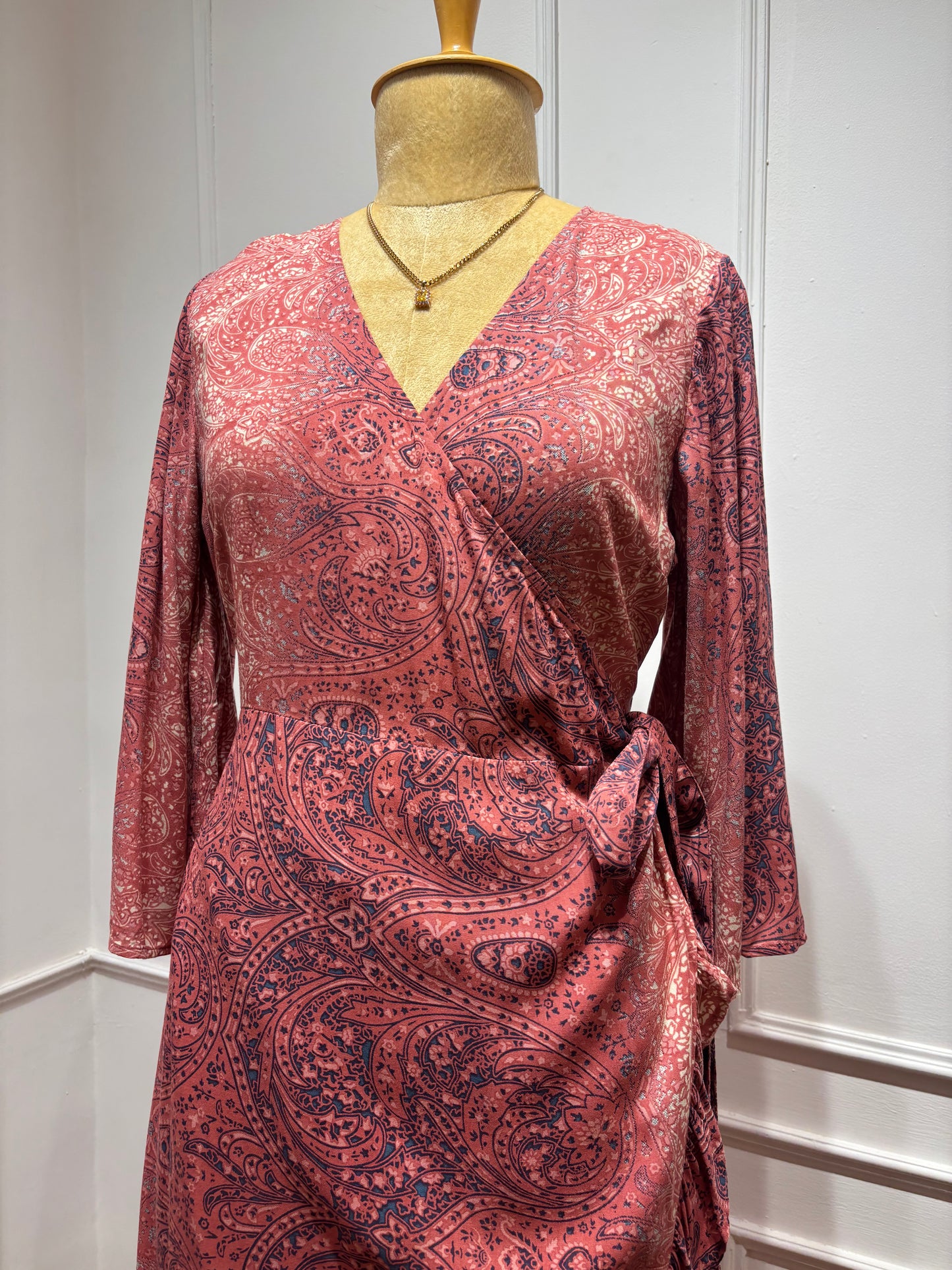 Paisley pink wrap dress