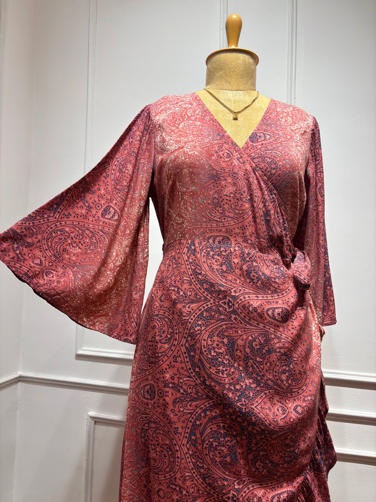 Paisley pink wrap dress