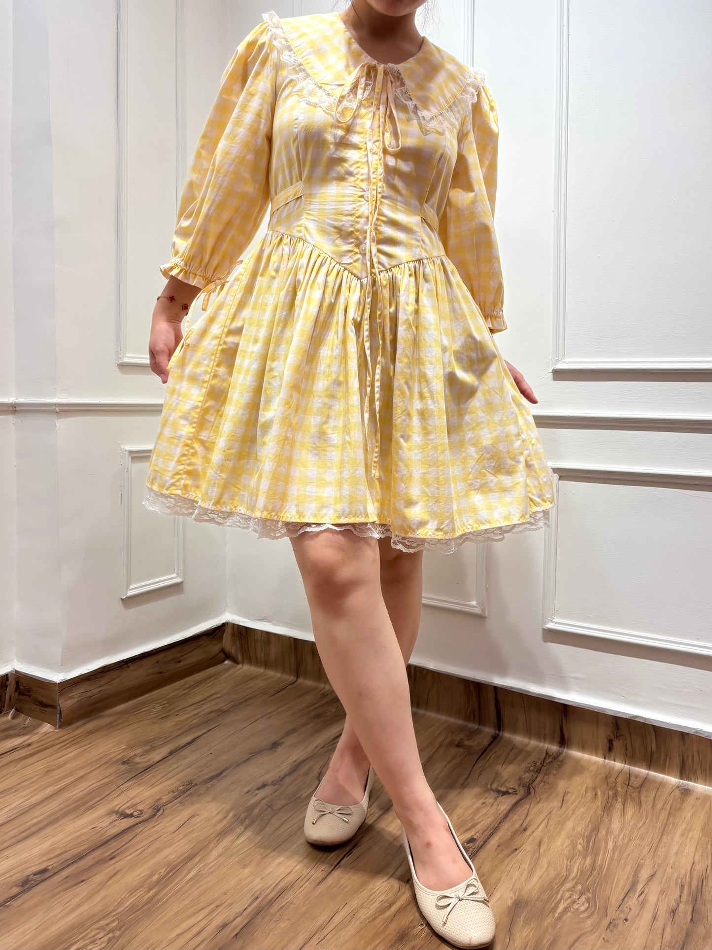 ALICE Dress in Butter yellow gingham