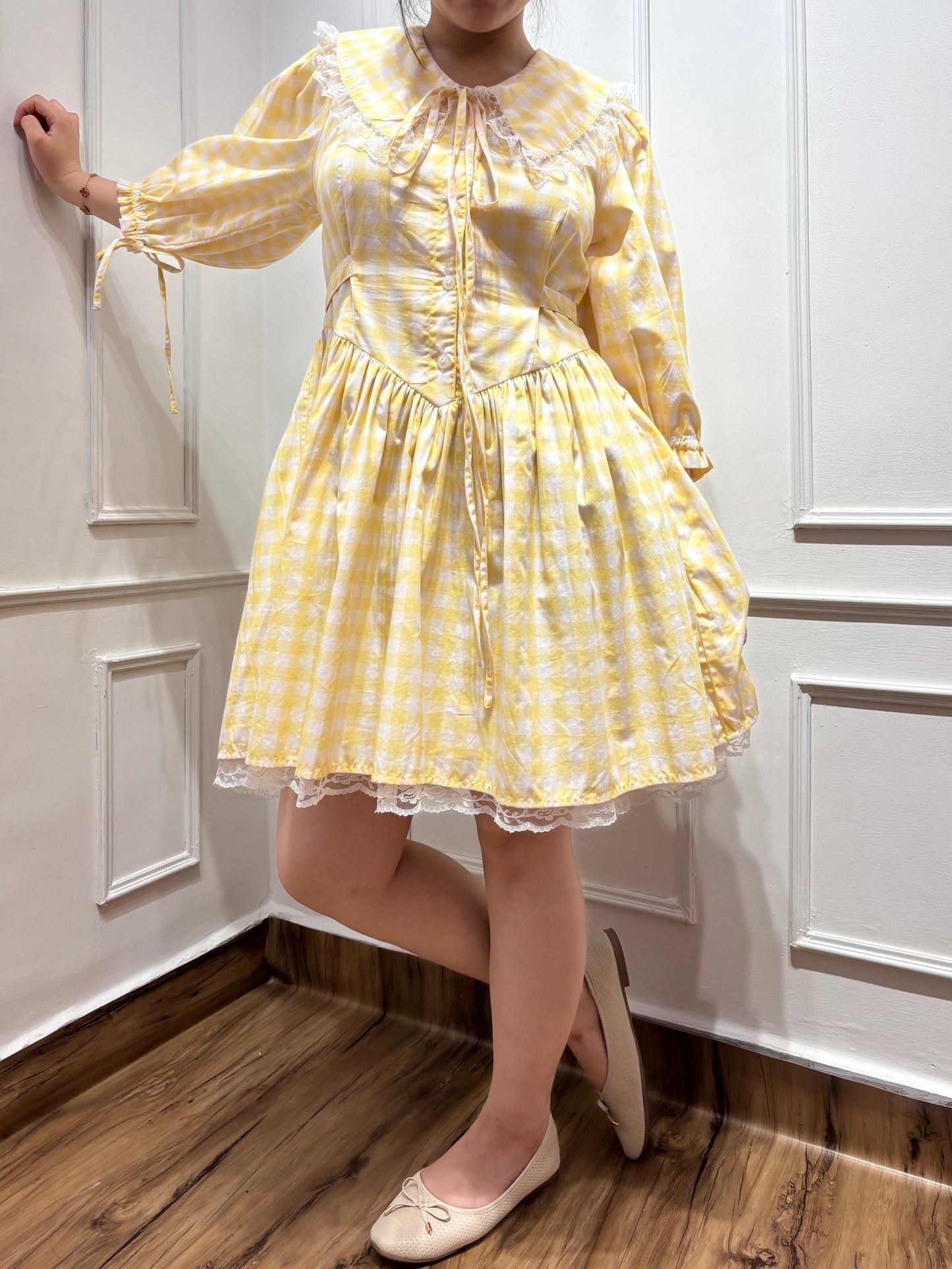 ALICE Dress in Butter yellow gingham