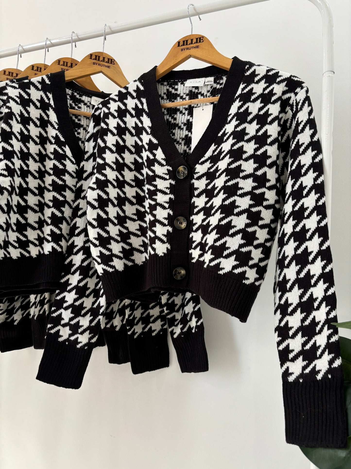 Black Houndstooth Cardigan