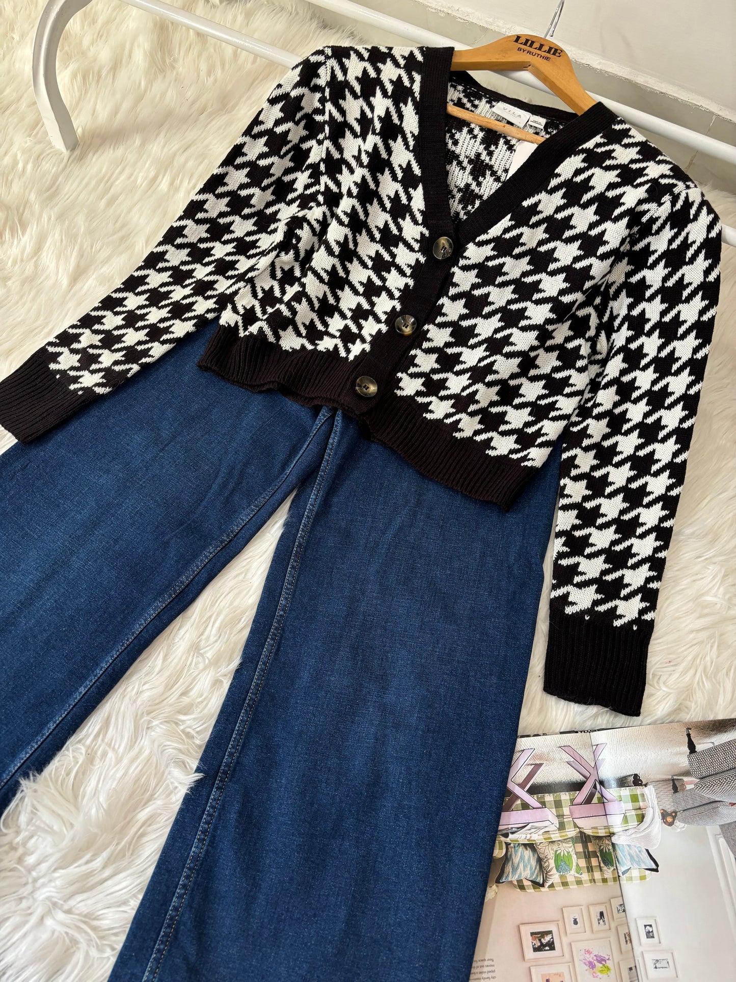 Black Houndstooth Cardigan