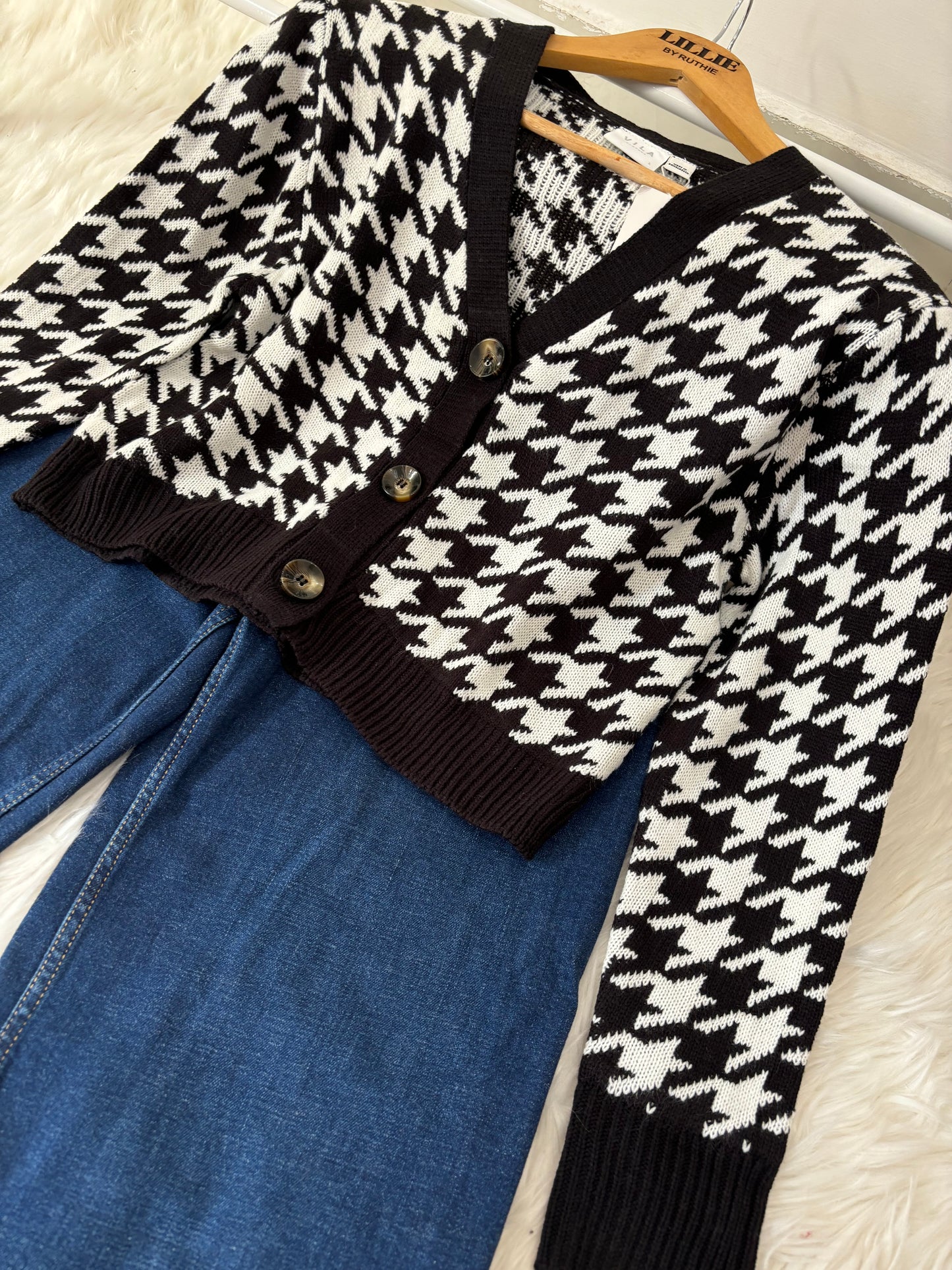 Black Houndstooth Cardigan