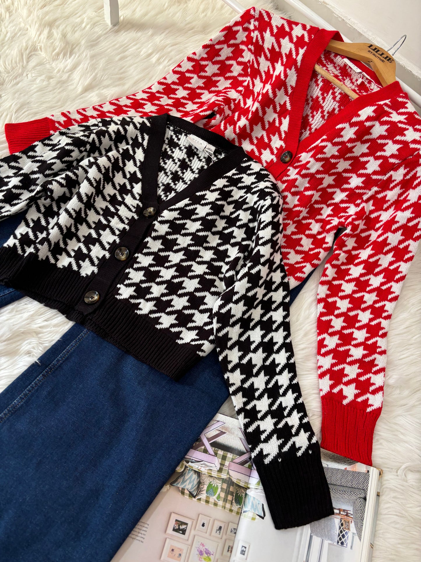 Black Houndstooth Cardigan