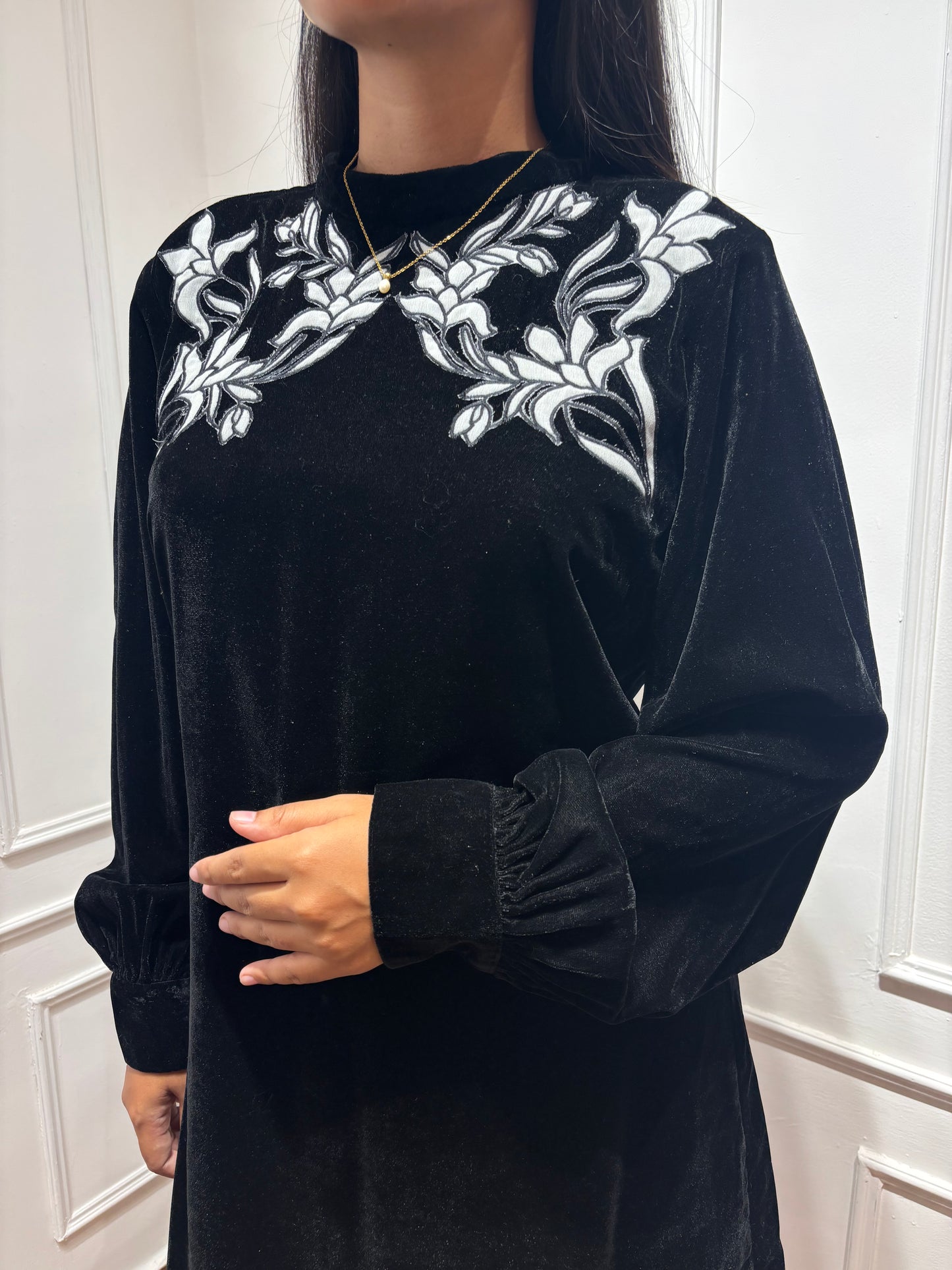 Velvet embroidery dress
