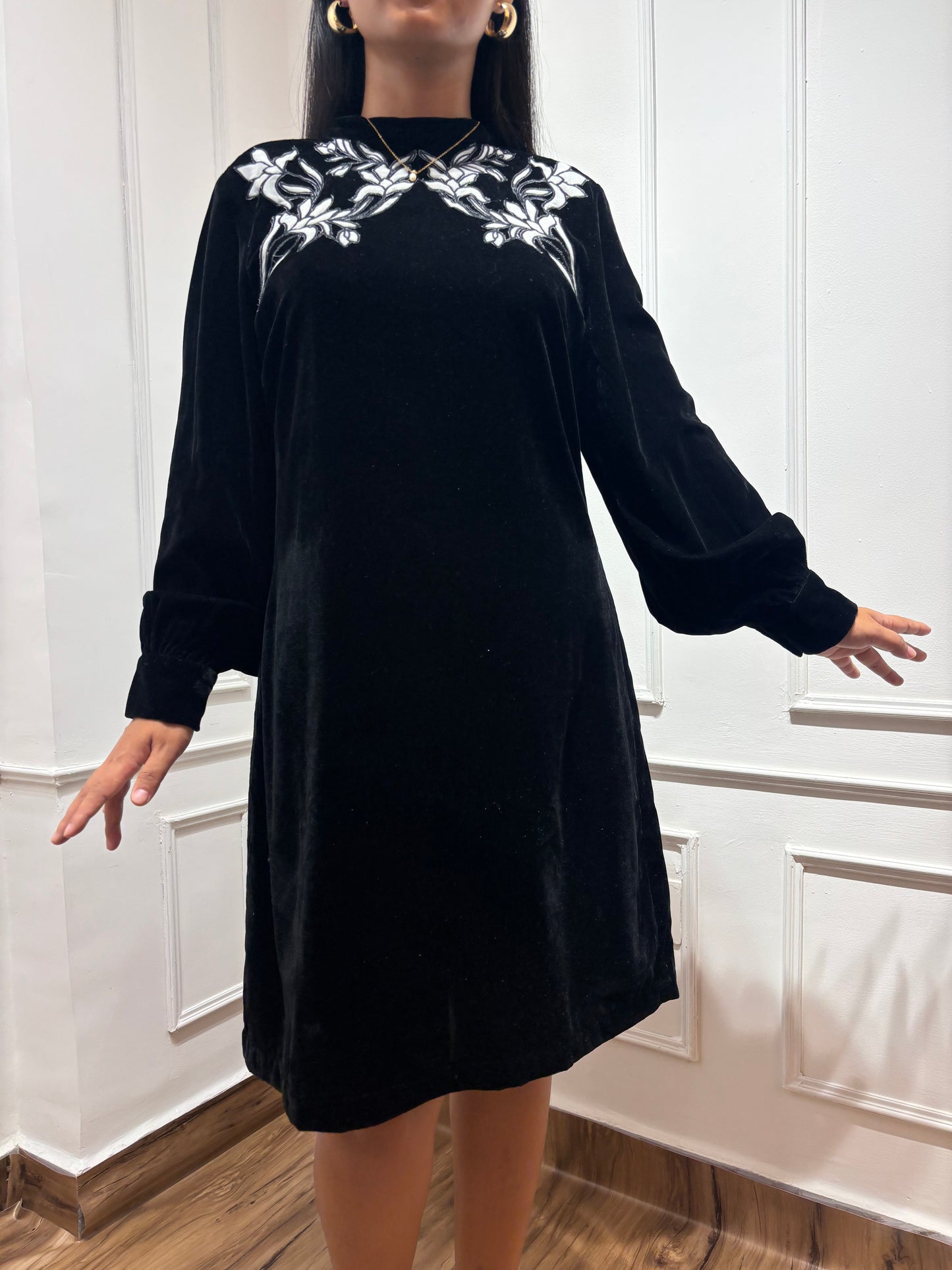 Velvet embroidery dress