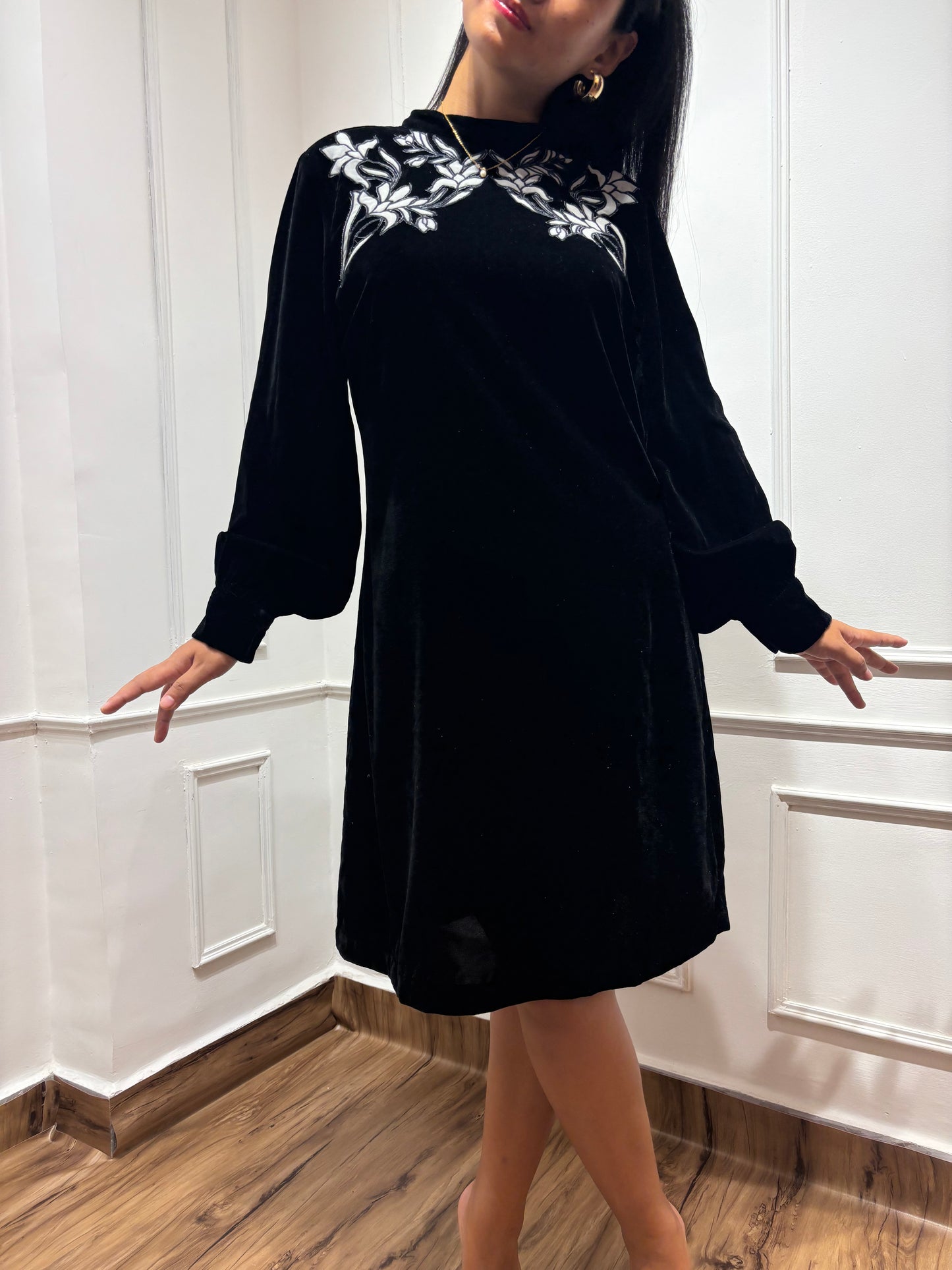 Velvet embroidery dress