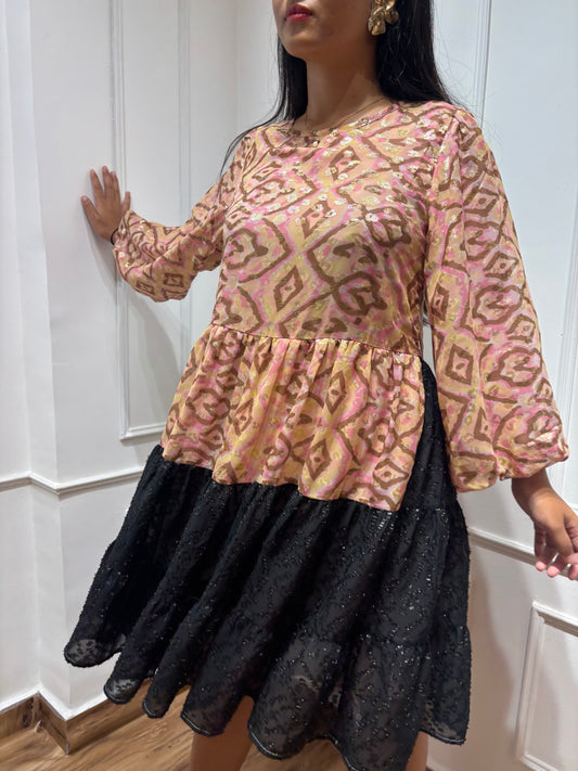 Abstract print knee length dress