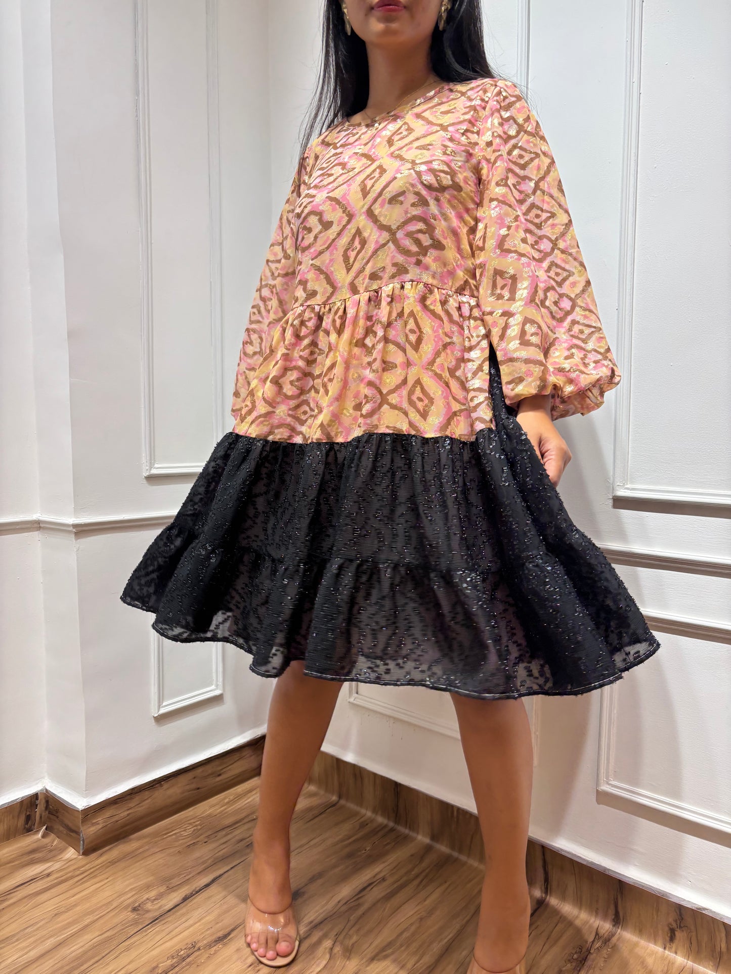 Abstract print knee length dress