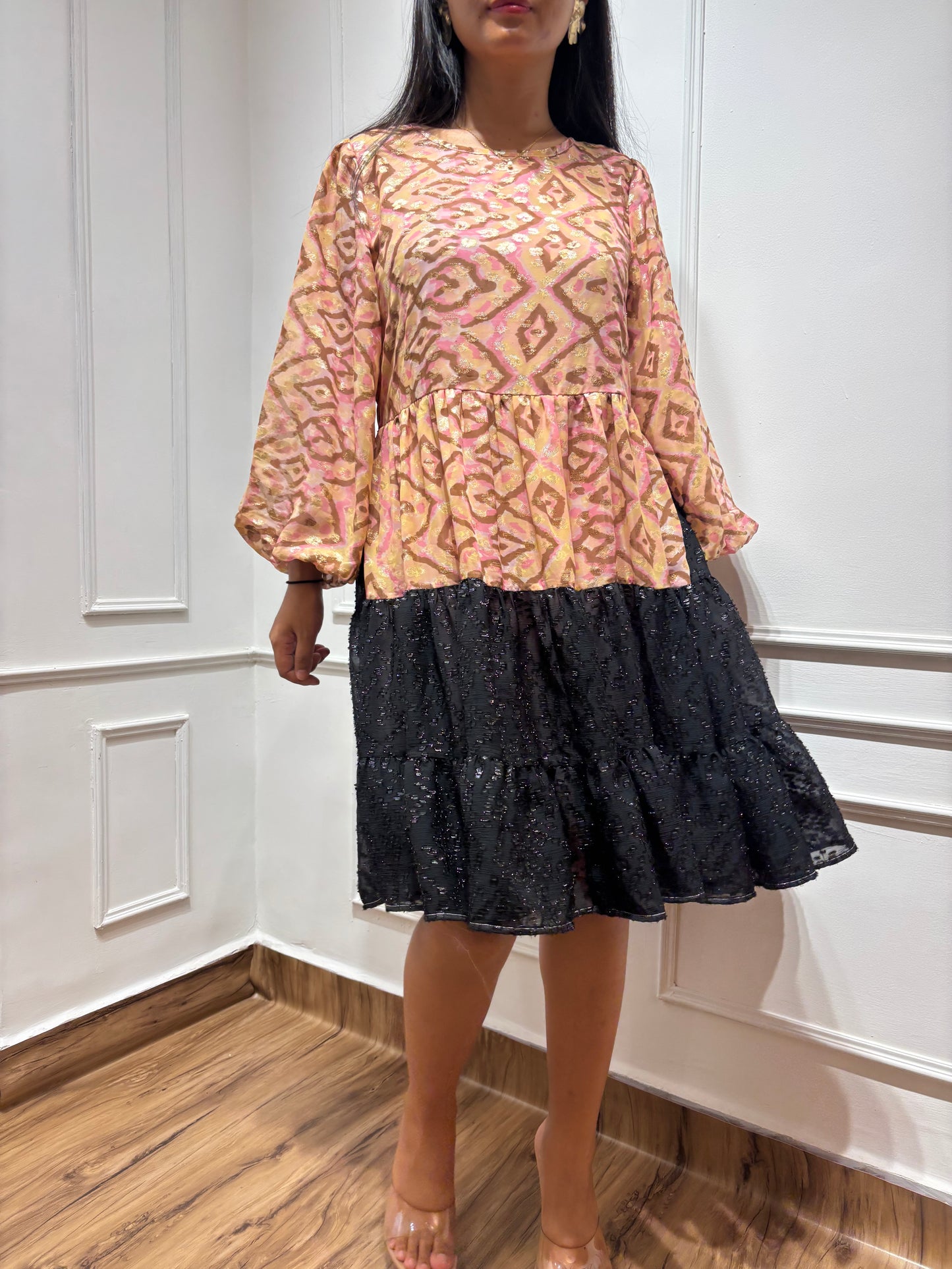 Abstract print knee length dress