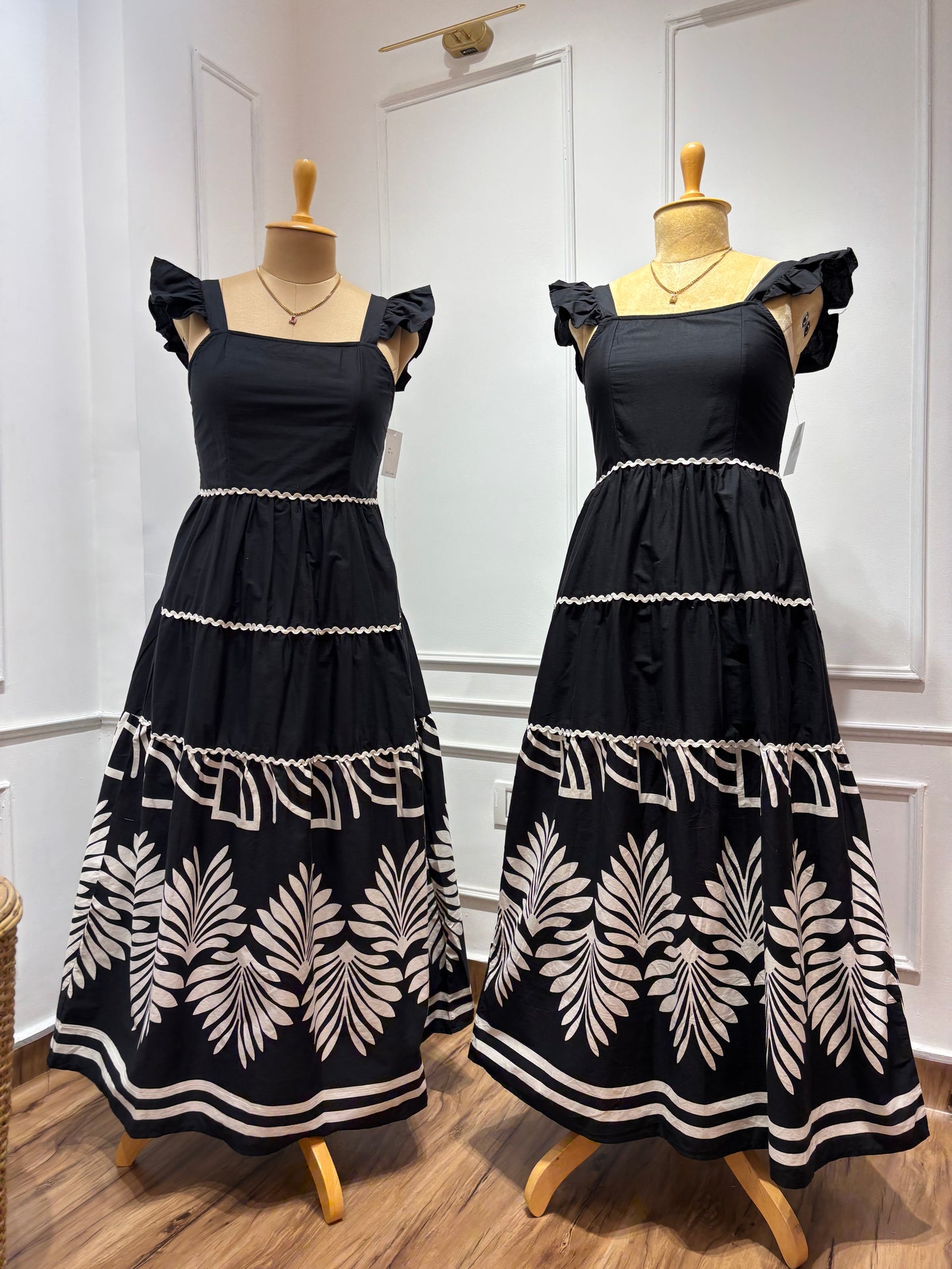 Black Border Printed Maxi Dress