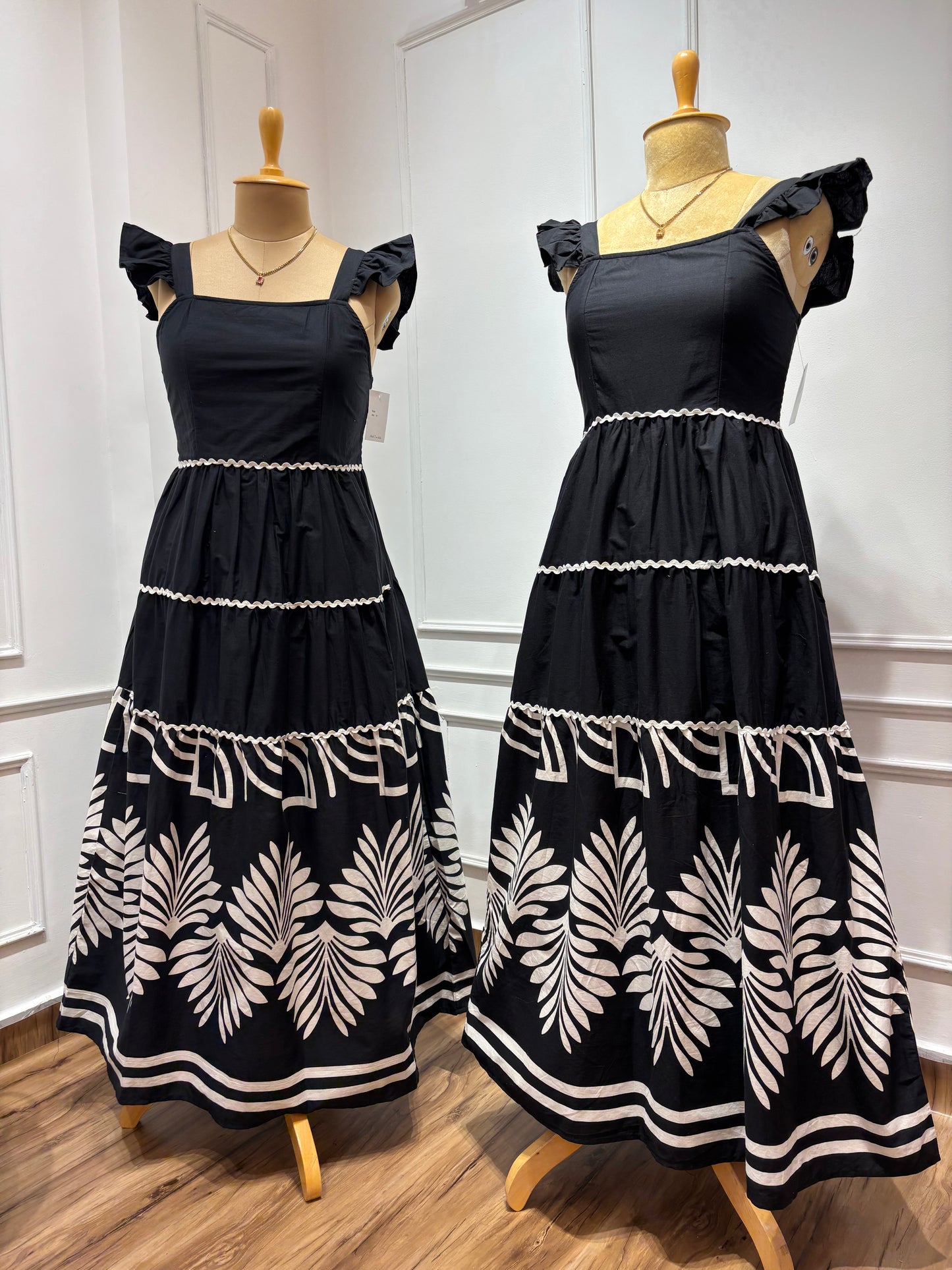 Black Border Printed Maxi Dress