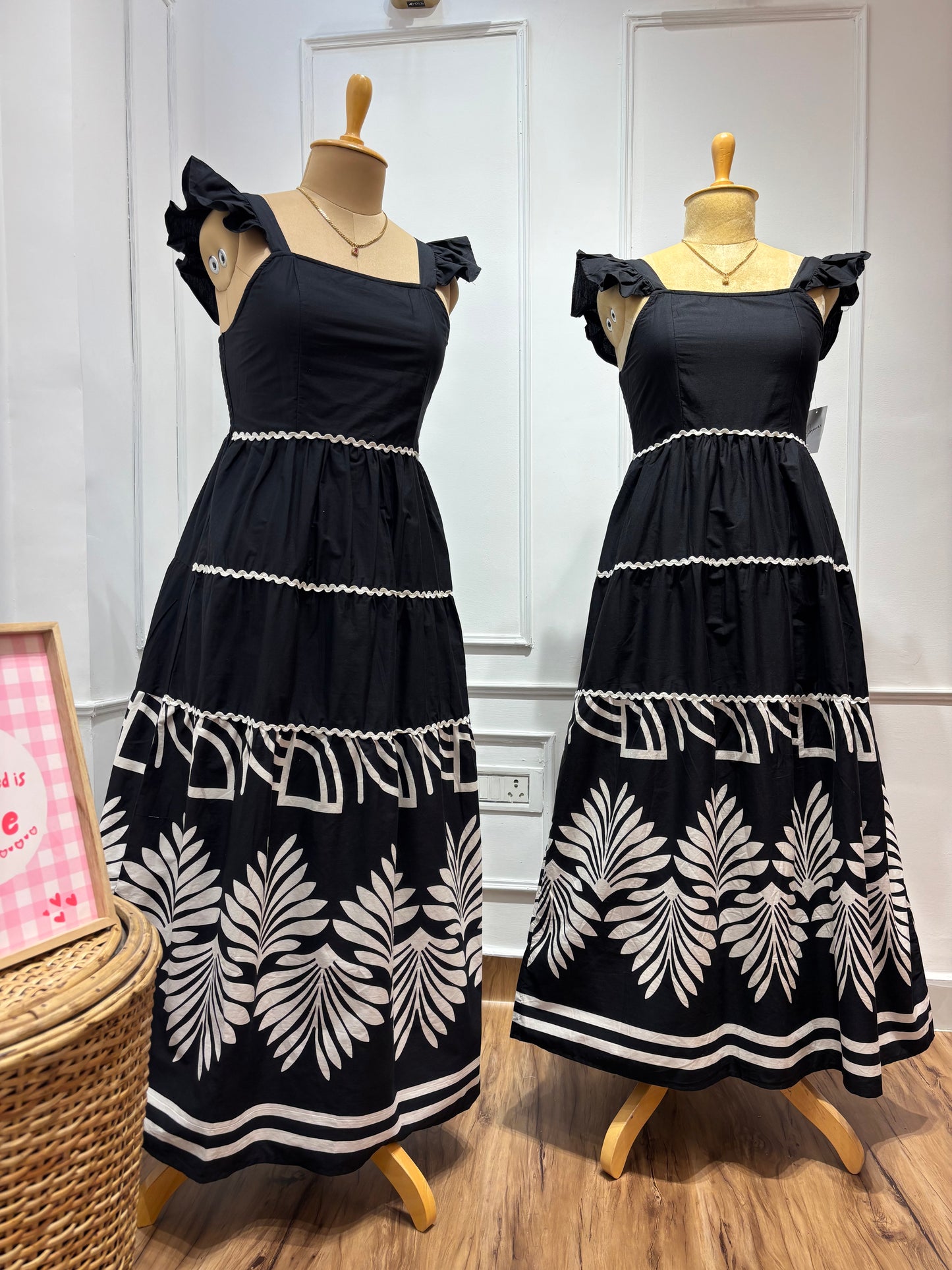 Black Border Printed Maxi Dress