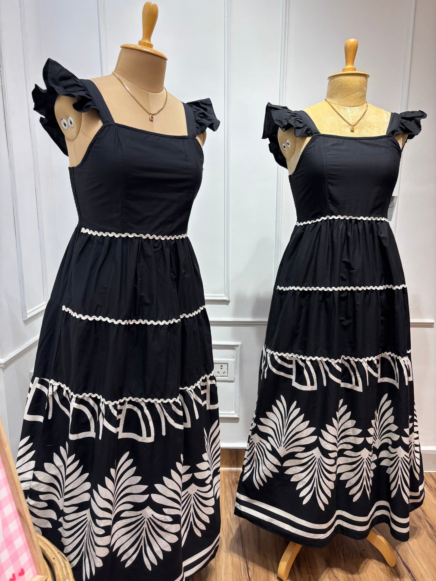 Black Border Printed Maxi Dress