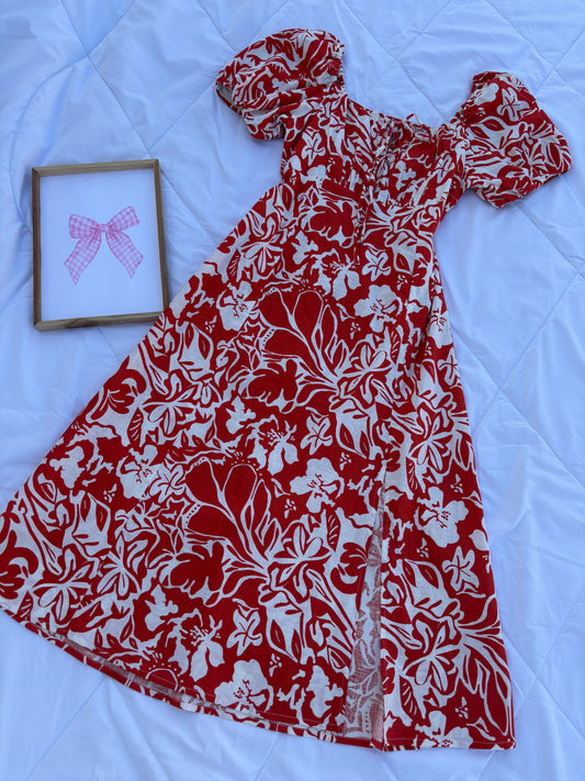 Copper floral bustier dress