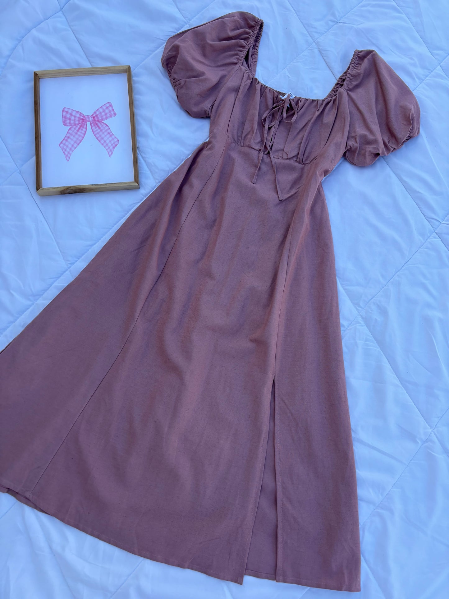 Mauve Pink Linen Bustier Dress