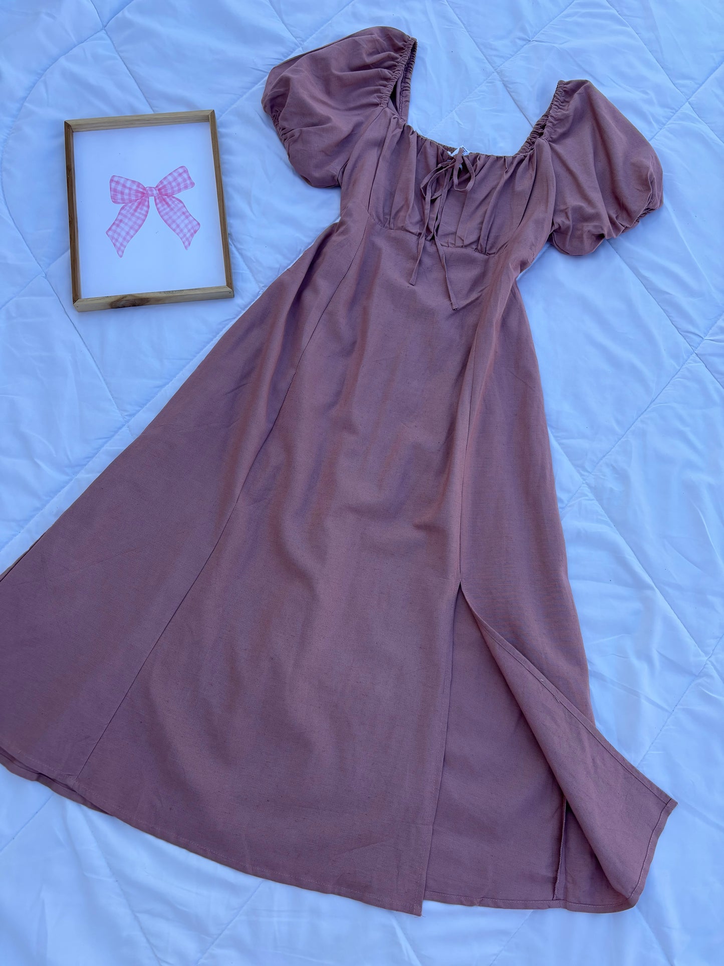 Mauve Pink Linen Bustier Dress