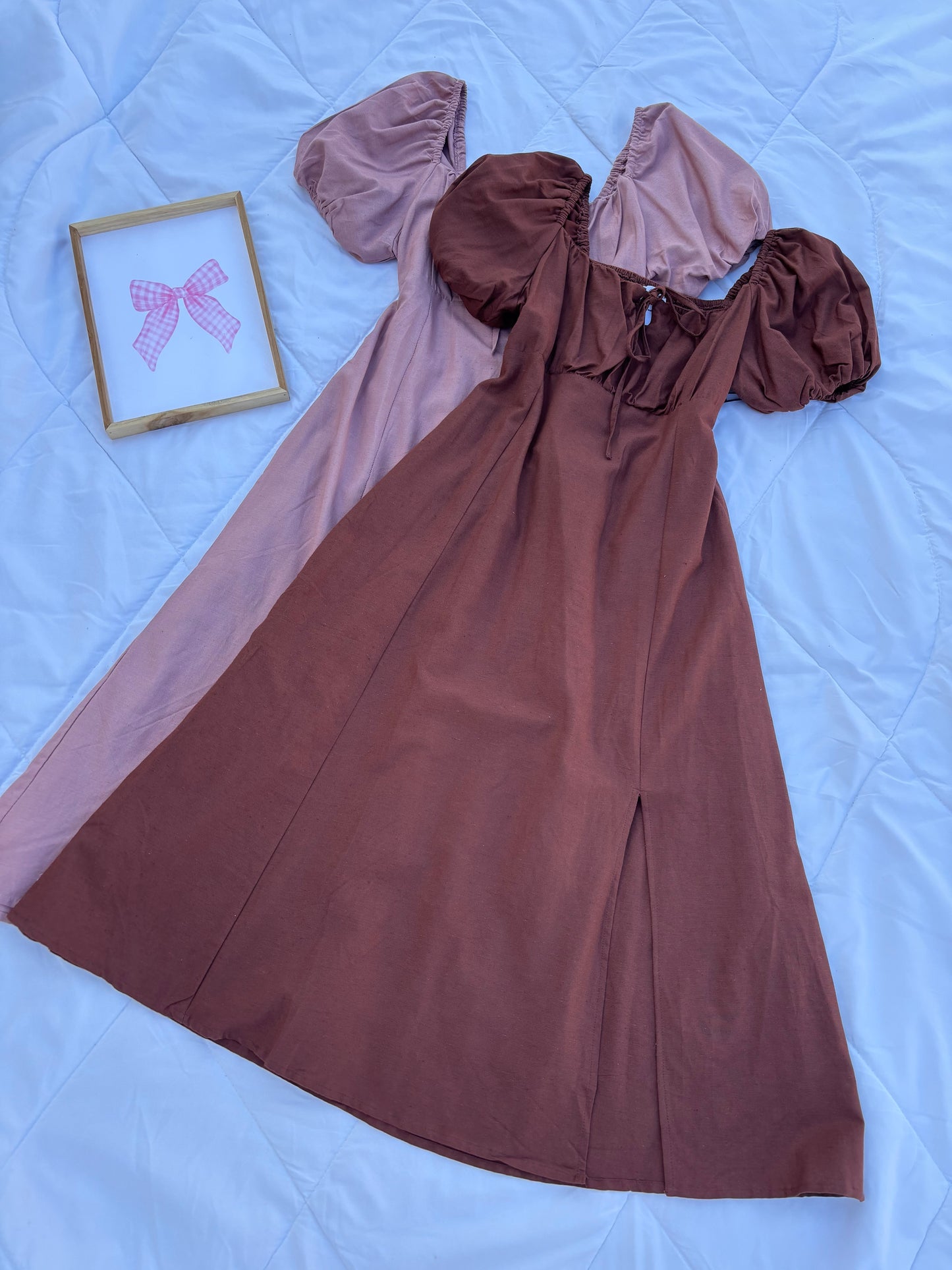 Brown Linen Bustier Dress