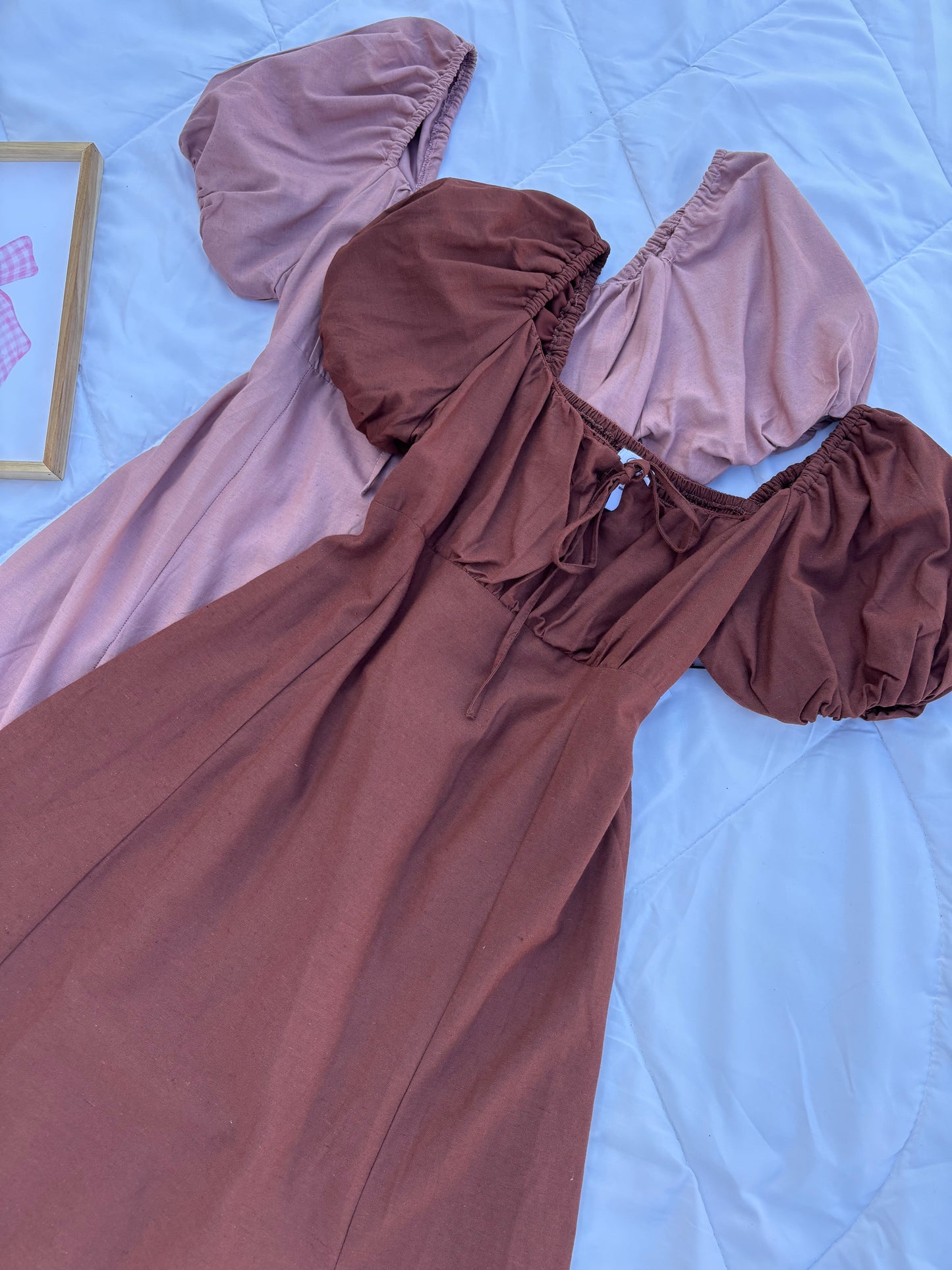 Brown Linen Bustier Dress