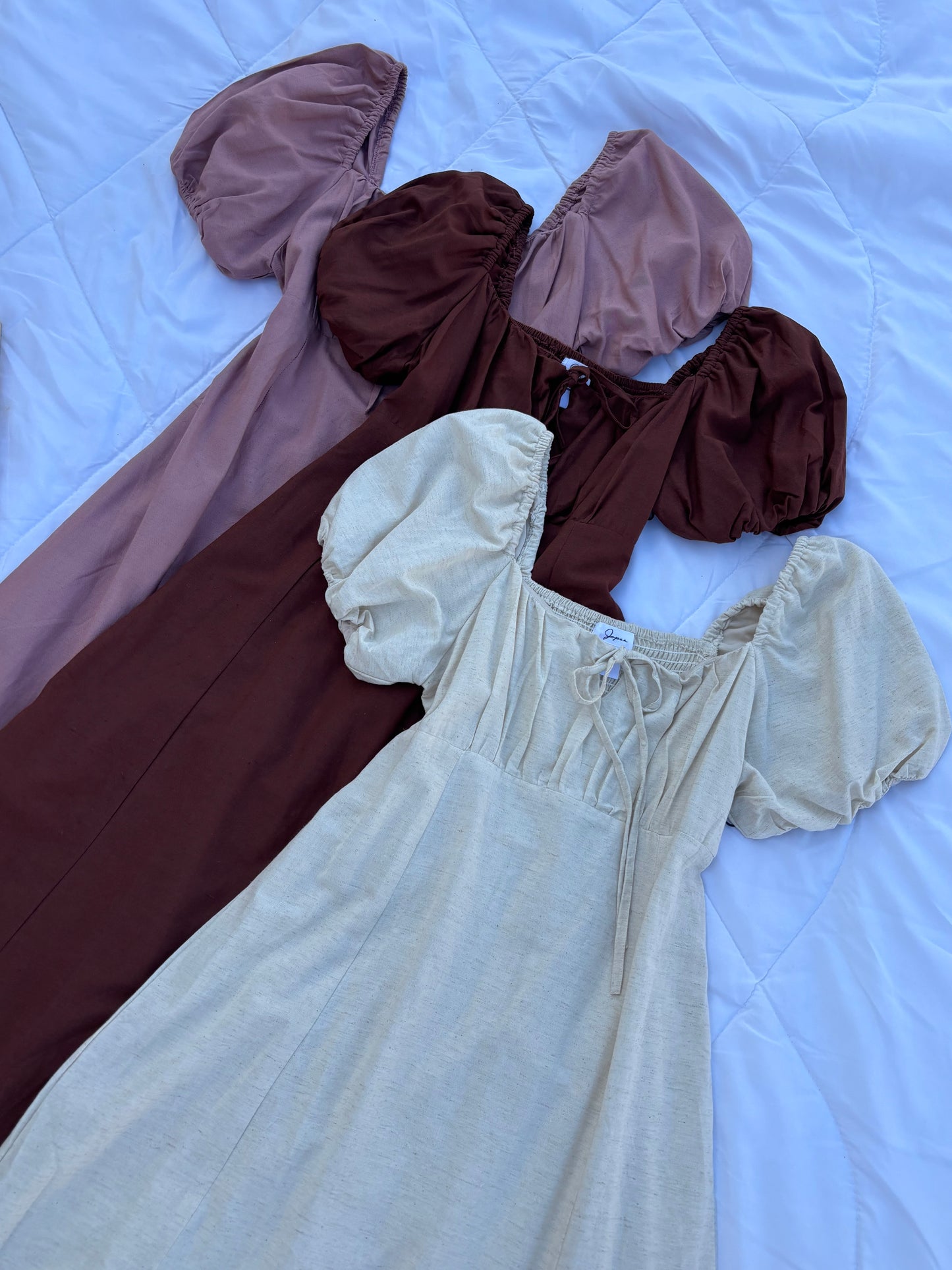 Beige Linen Bustier Dress