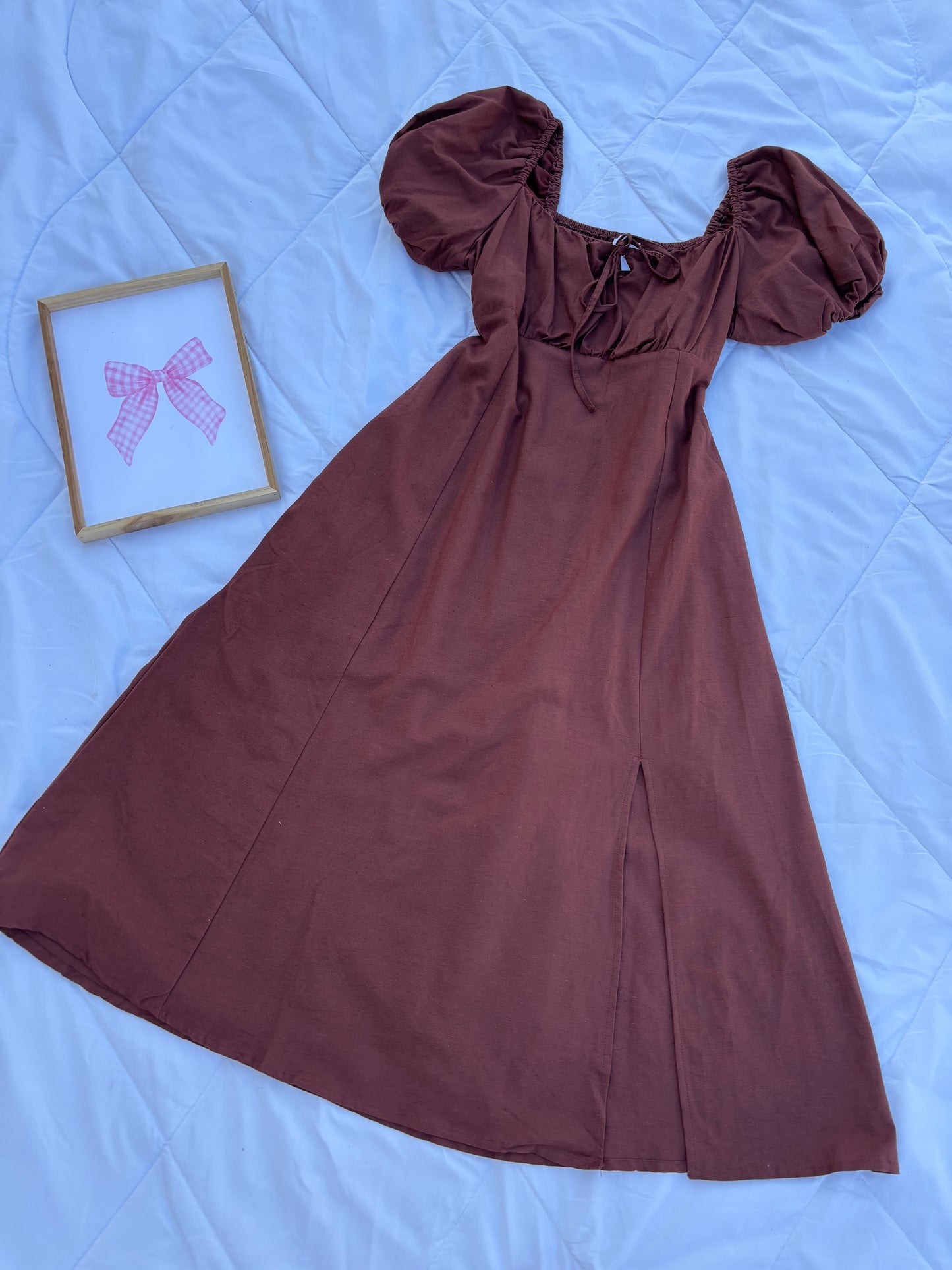 Brown Linen Bustier Dress