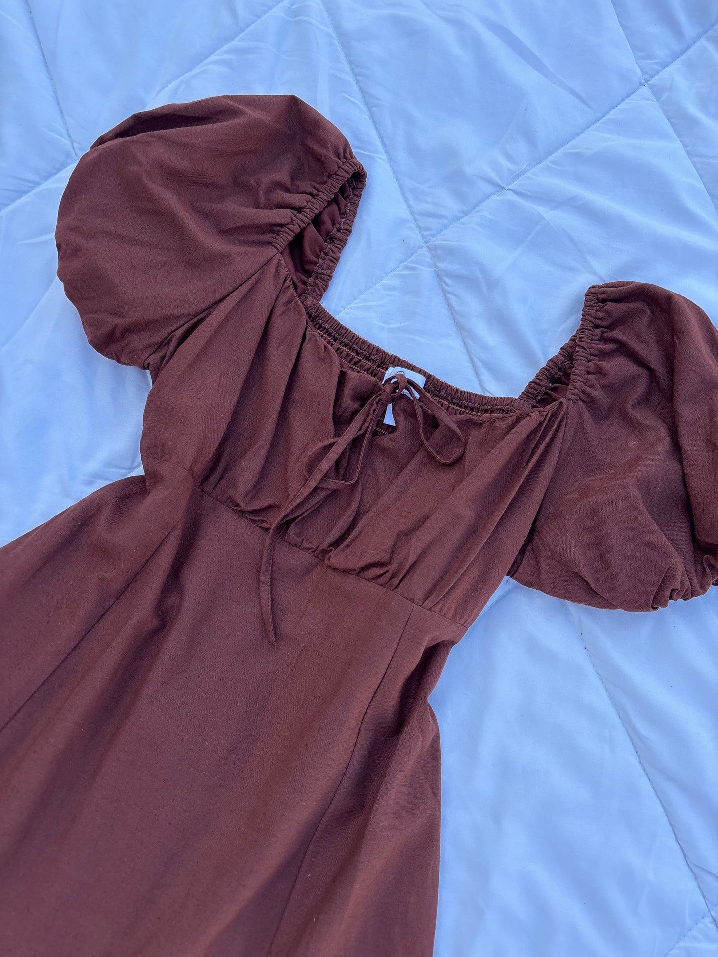 Brown Linen Bustier Dress