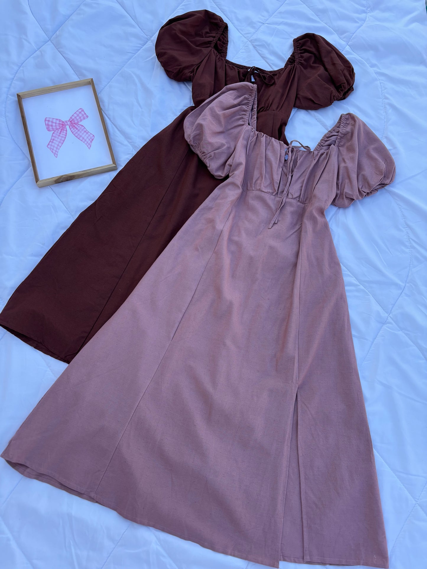 Mauve Pink Linen Bustier Dress