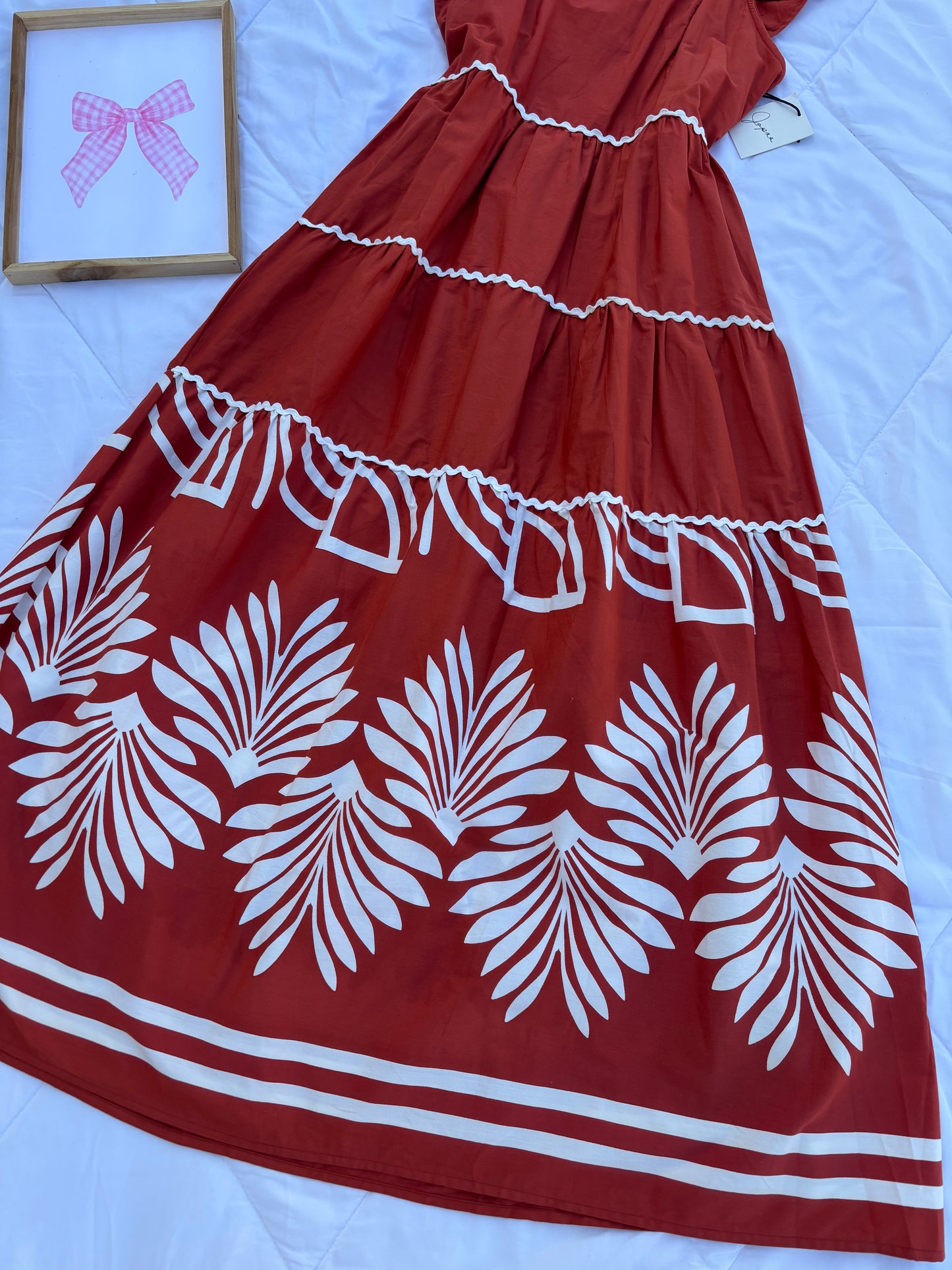 Copper Brown Border Printed Maxi Dress