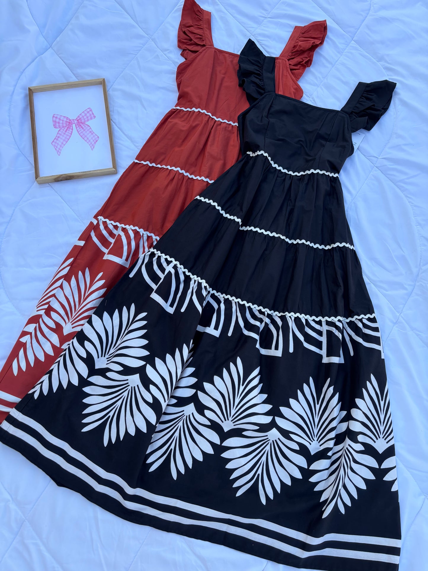 Black Border Printed Maxi Dress