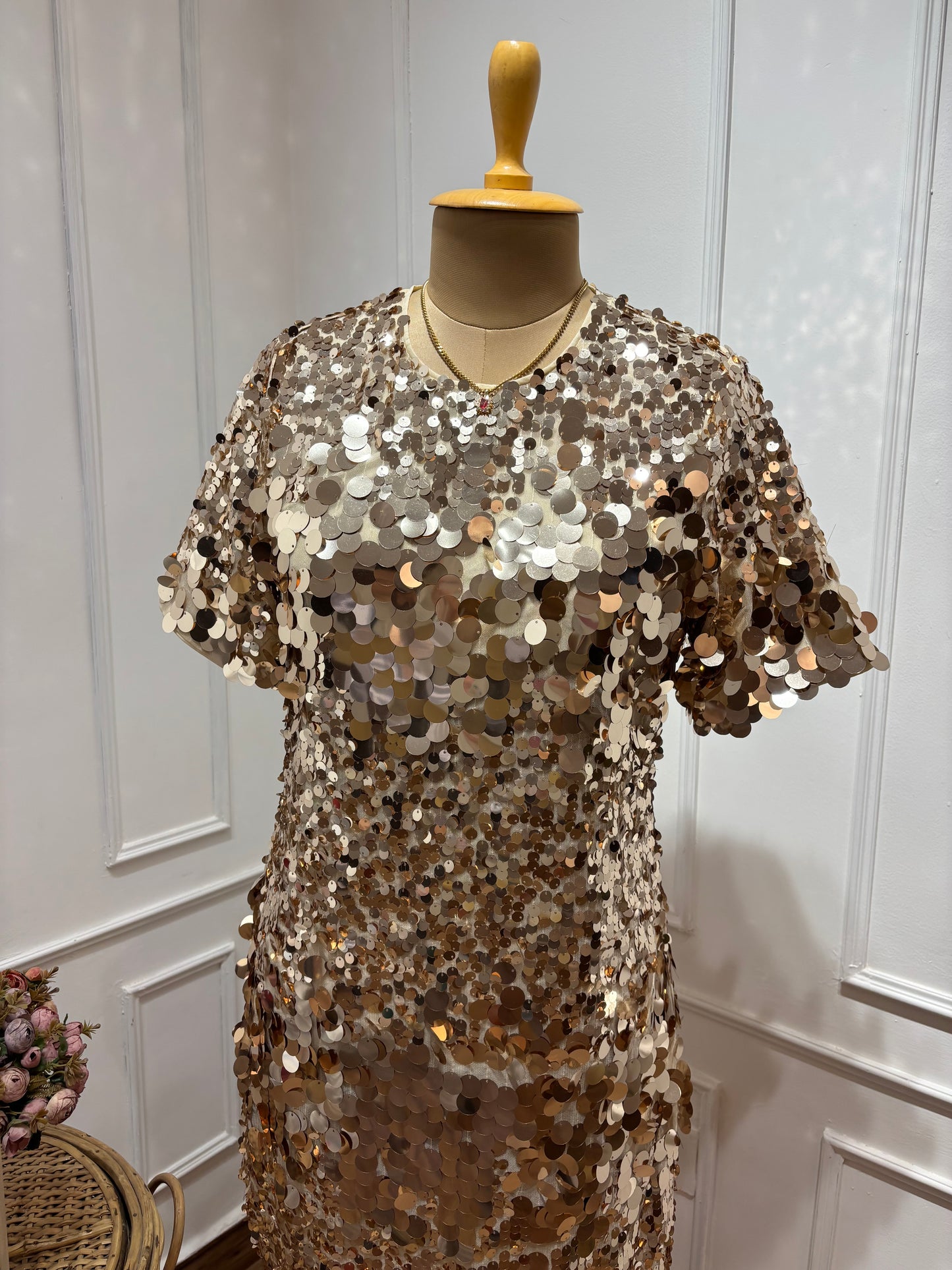 Gold sequinned dress