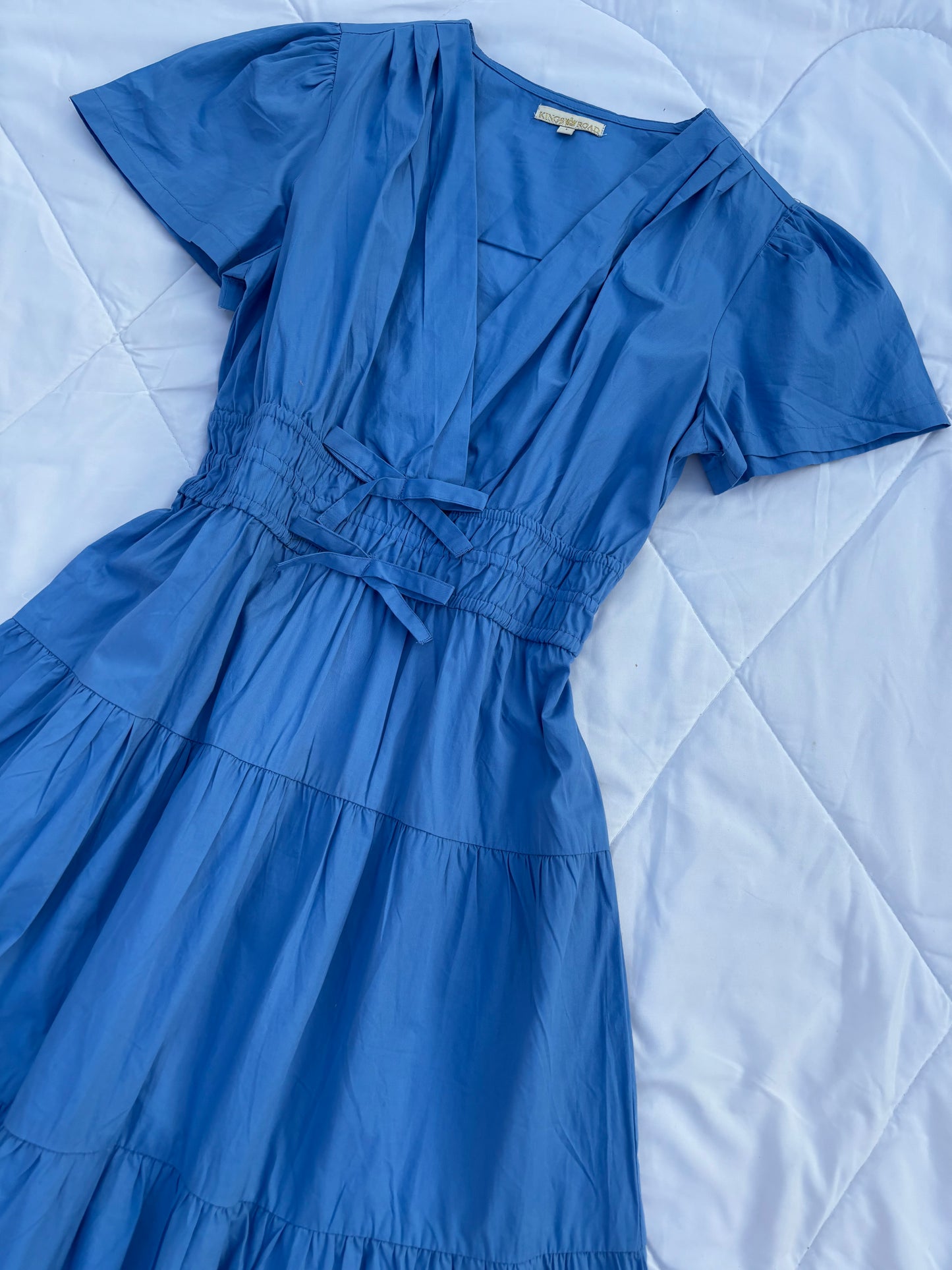 Blue poplin bow dress
