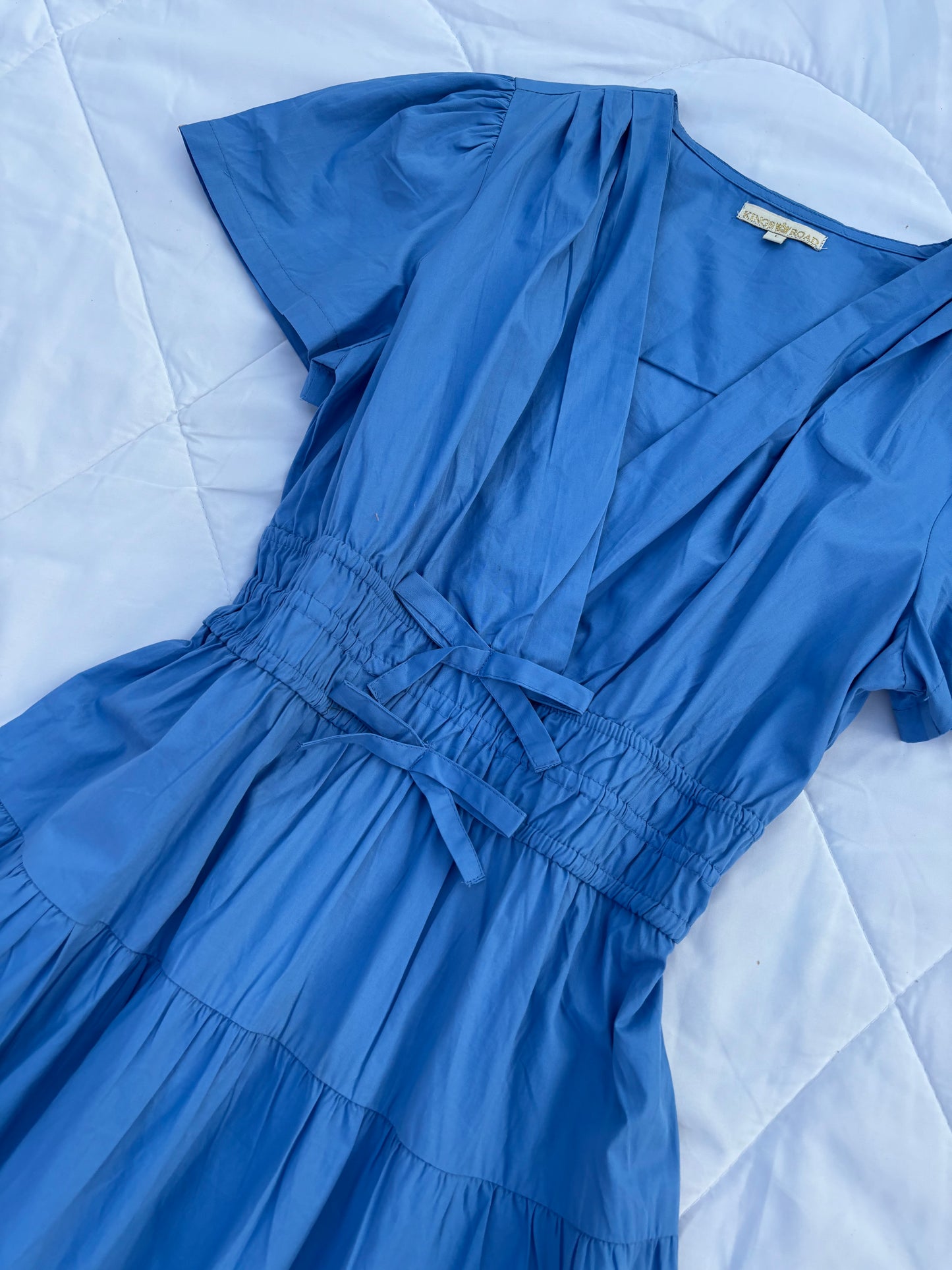 Blue poplin bow dress