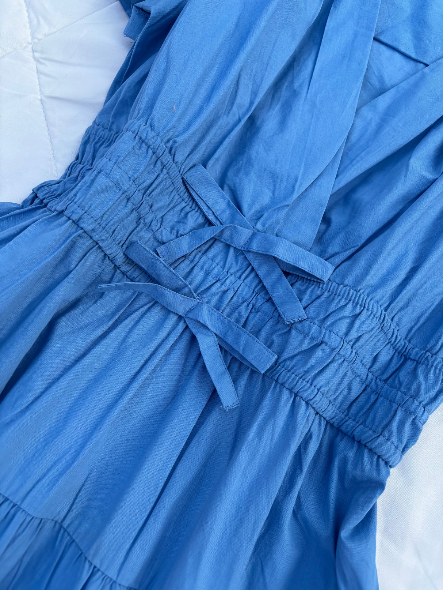 Blue poplin bow dress