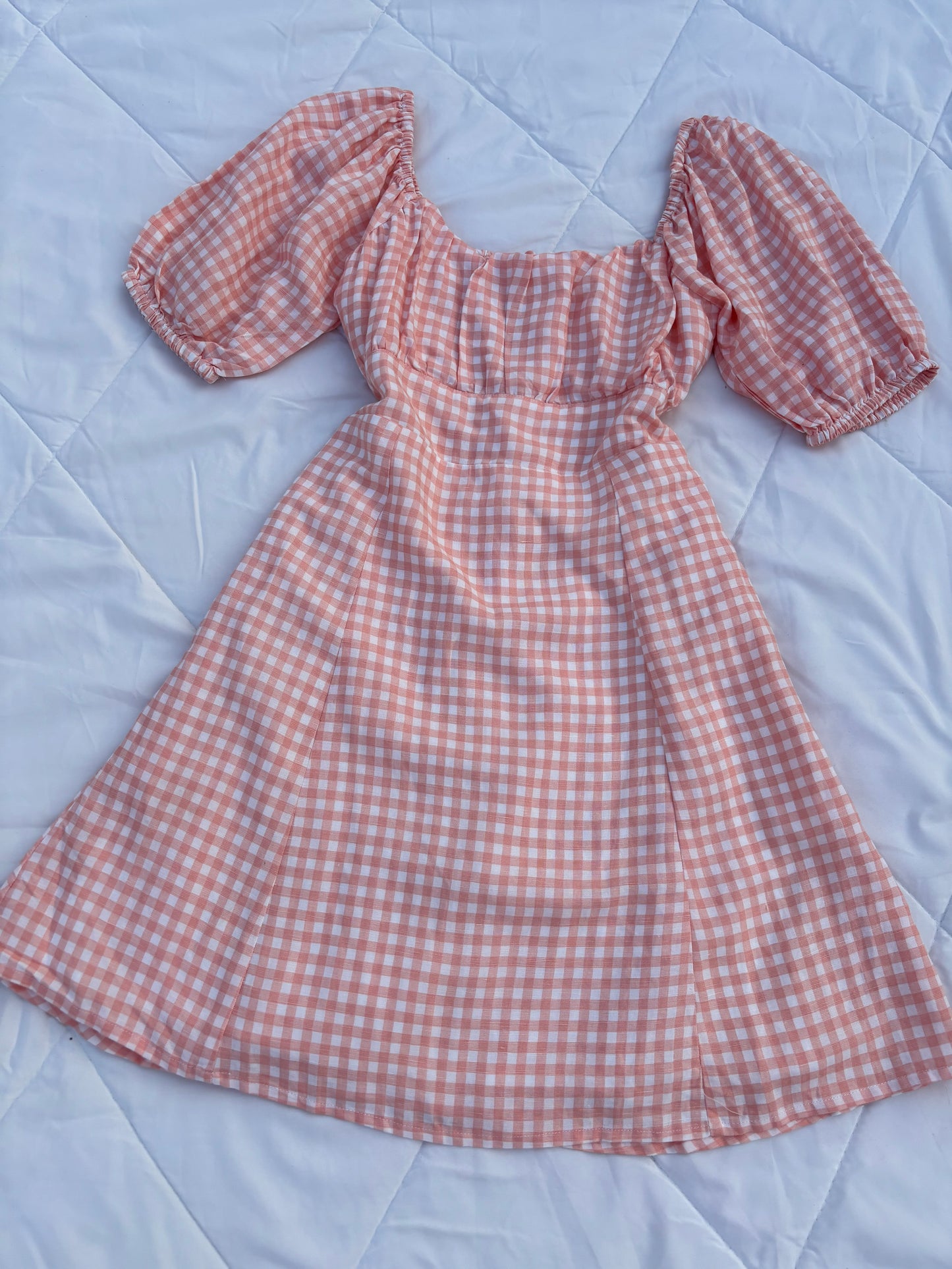 Peach gingham dress