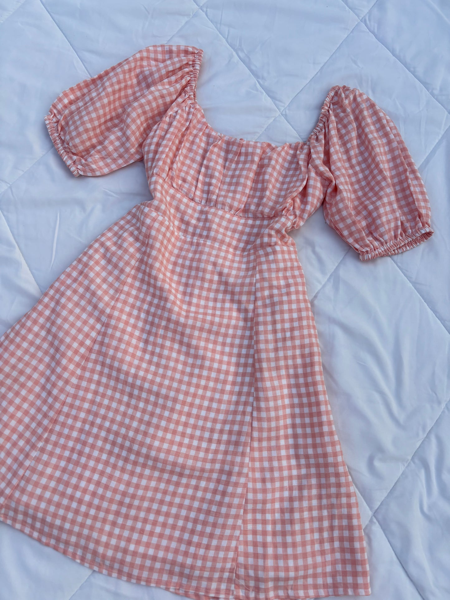 Peach gingham dress