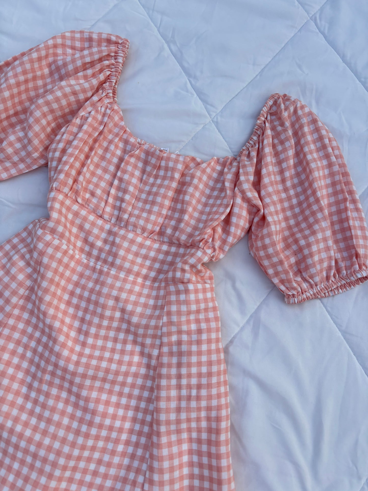 Peach gingham dress