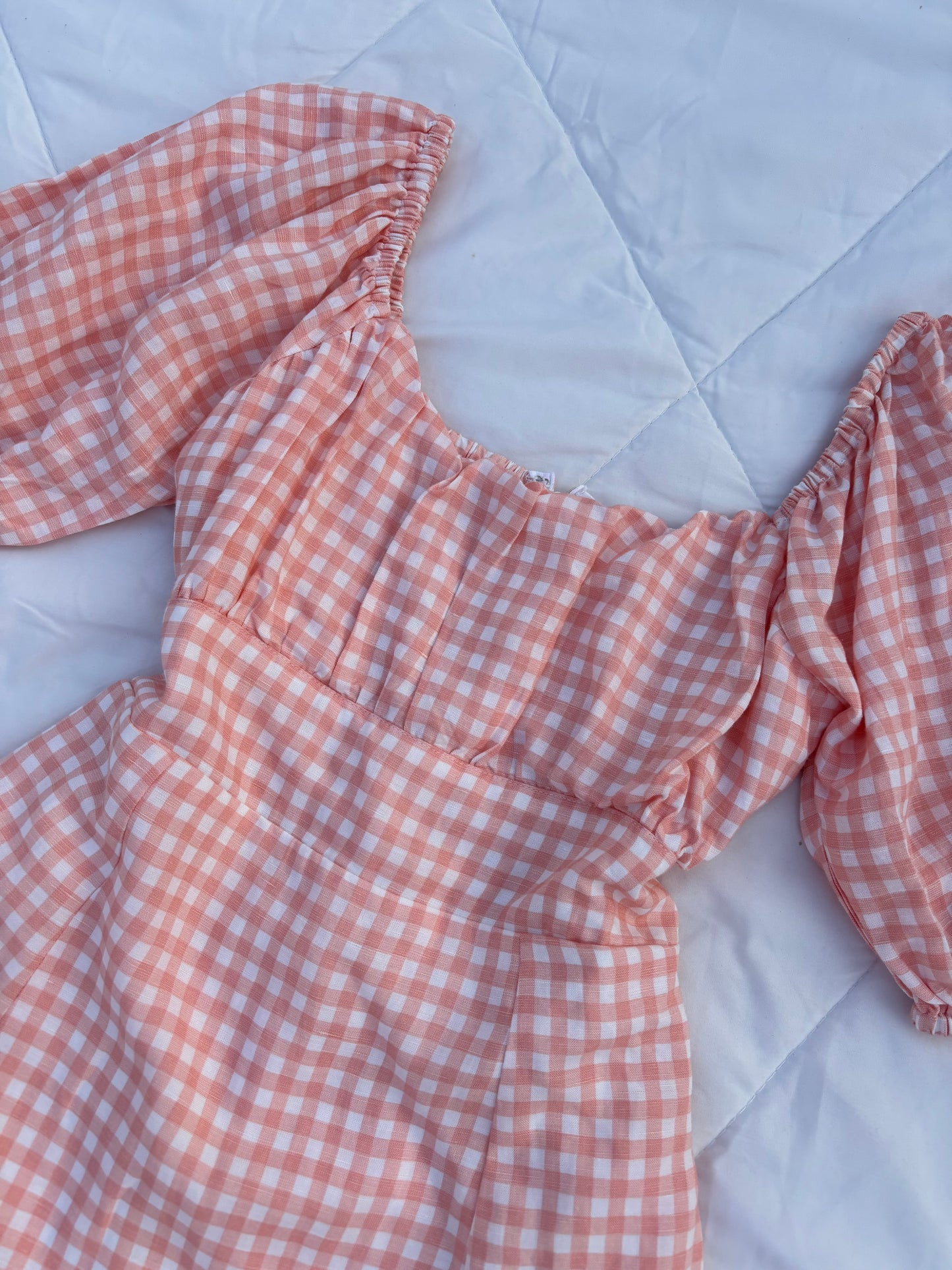 Peach gingham dress