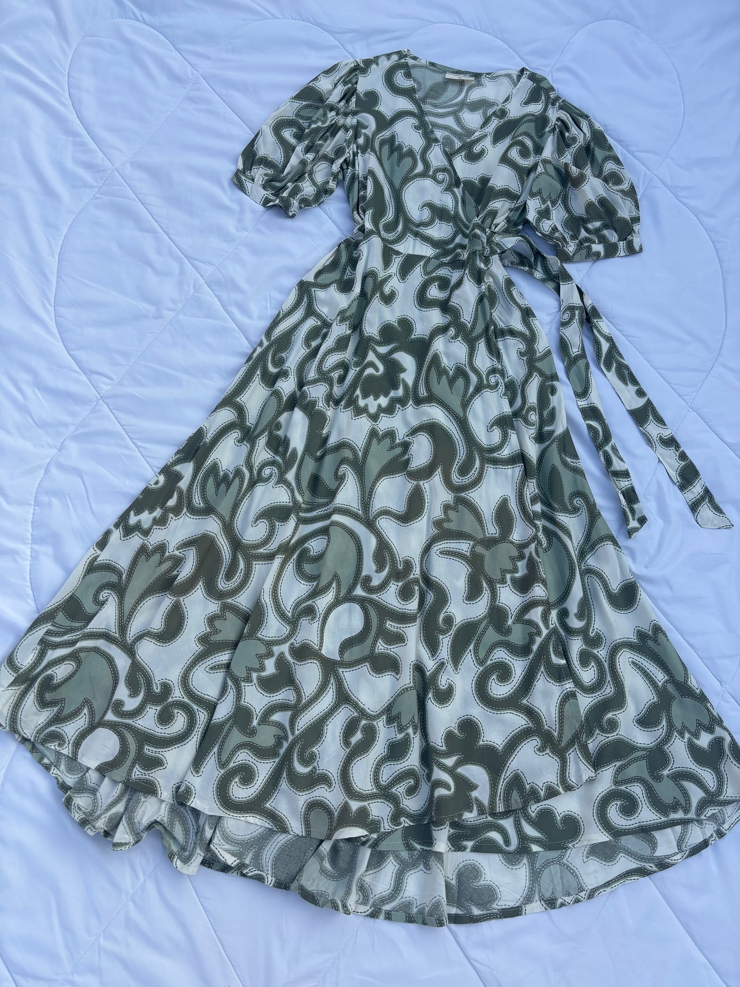 Green paisley overlap dress