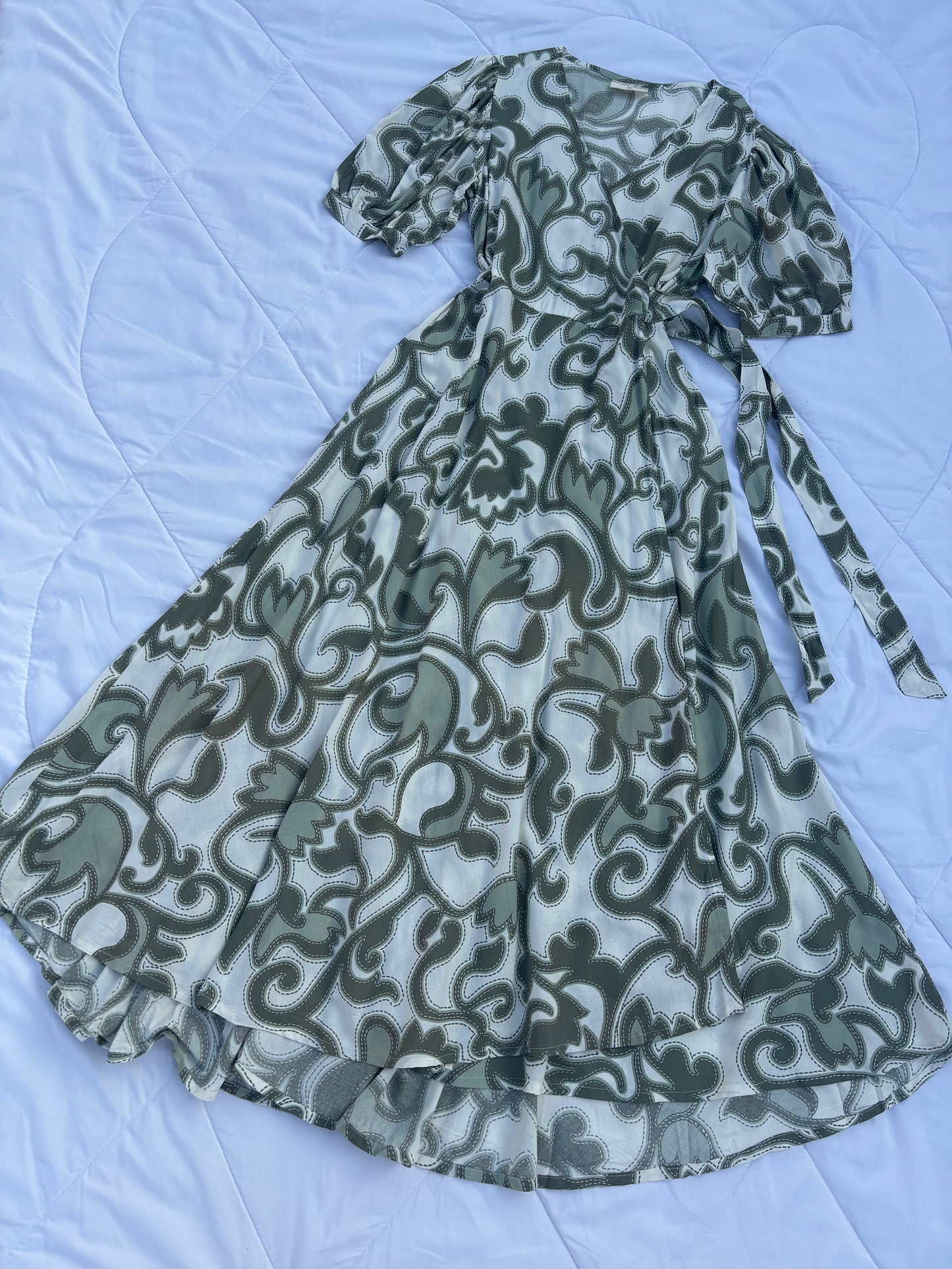 Green paisley overlap dress