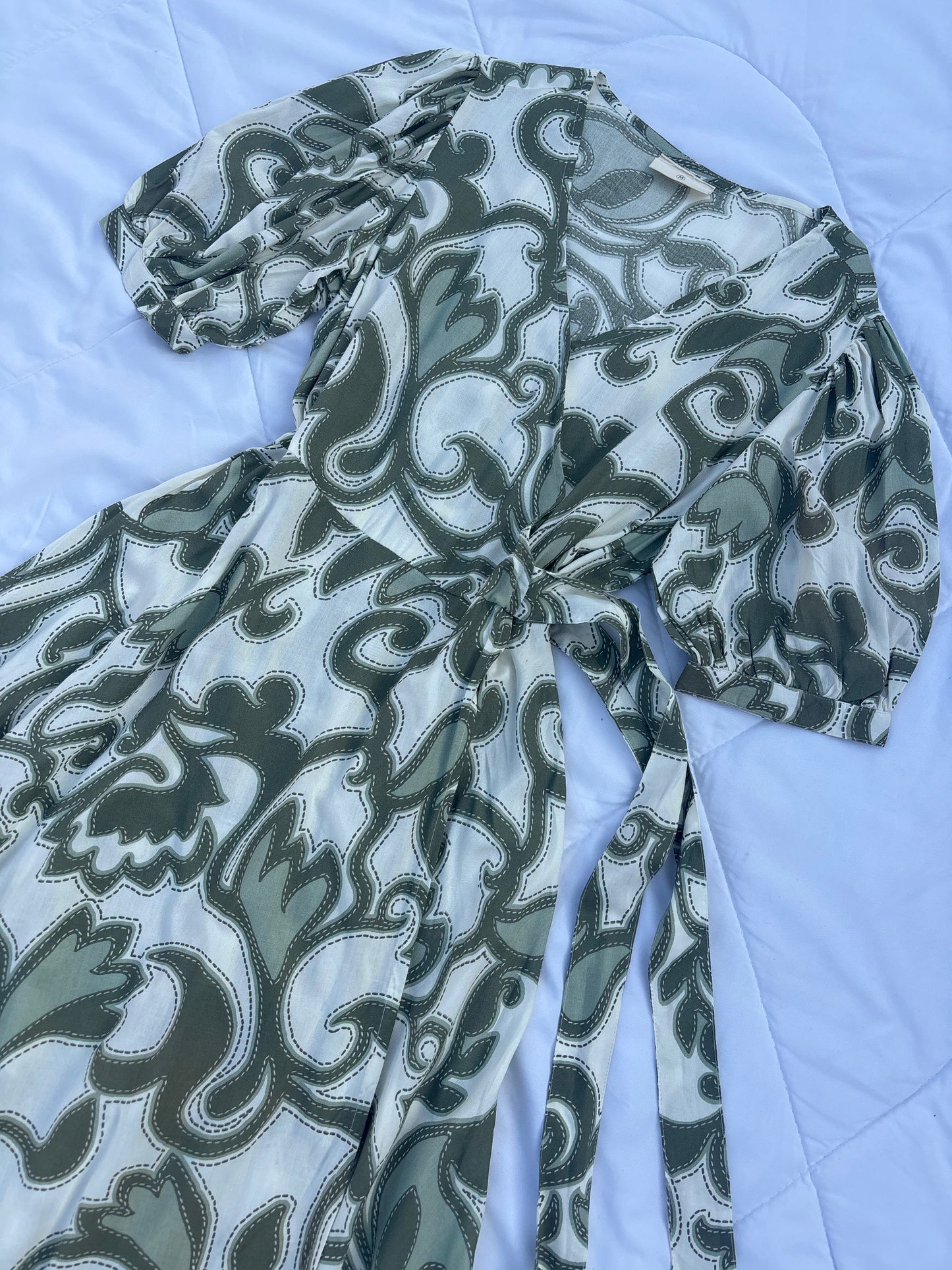 Green paisley overlap dress