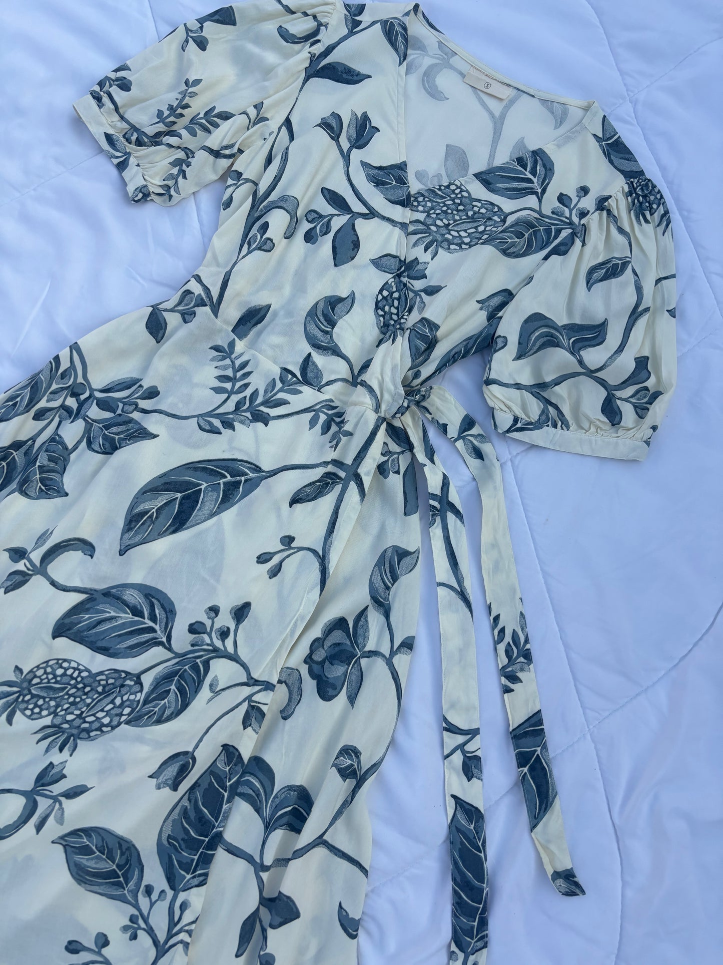 Cream floral overlap dress